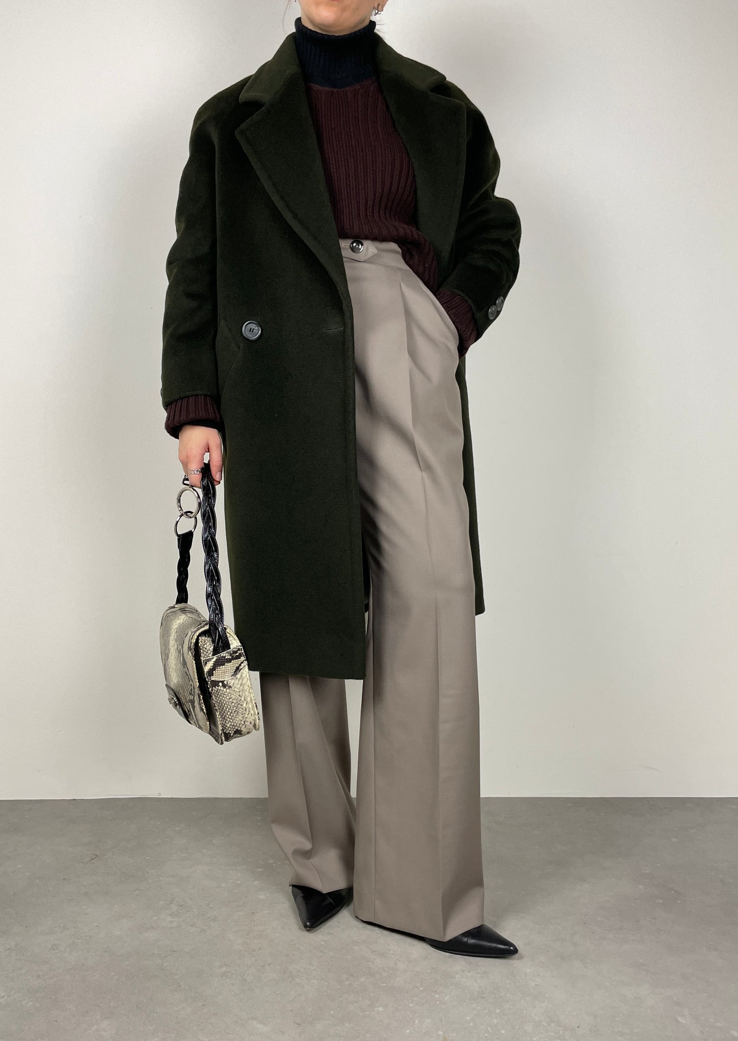 Green Piacenza wool coat