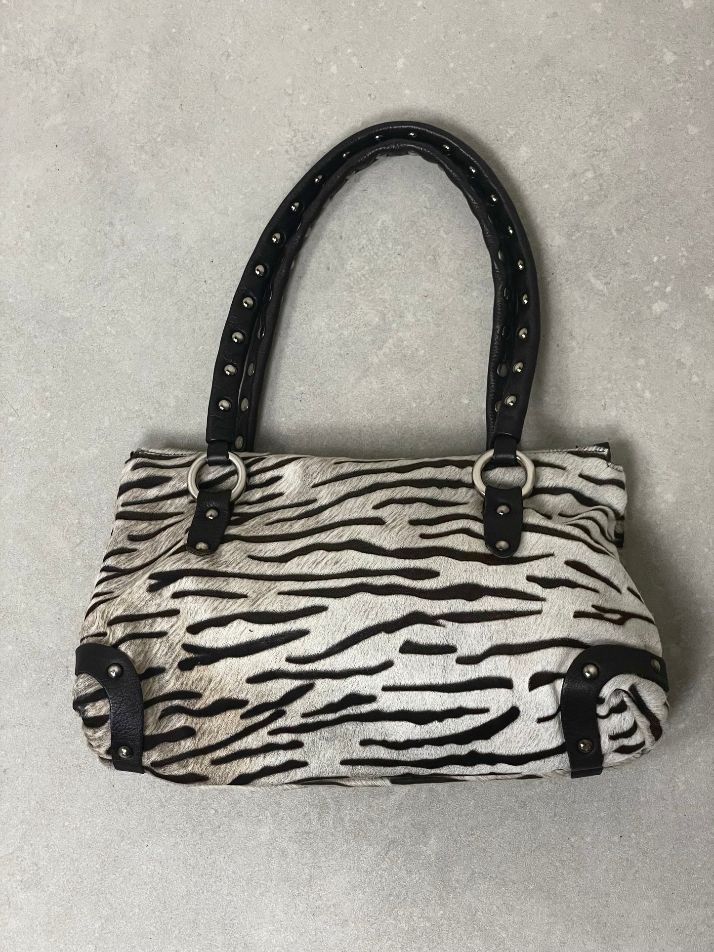 Borsa zebrata in vera pelle cavallino