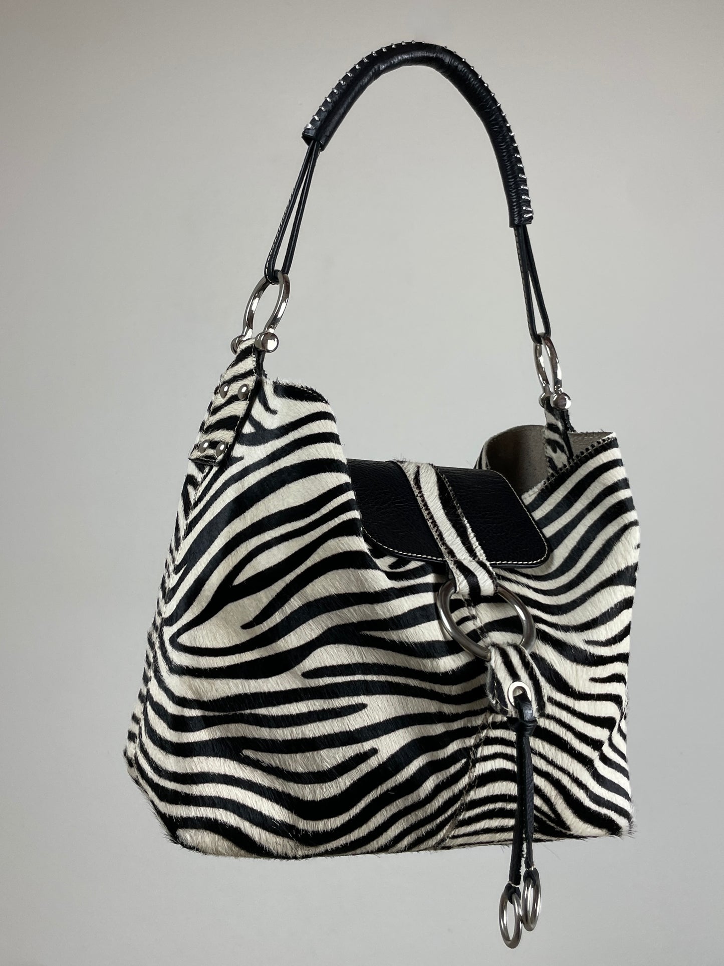 Borsa nera pelle cavallino zebrata