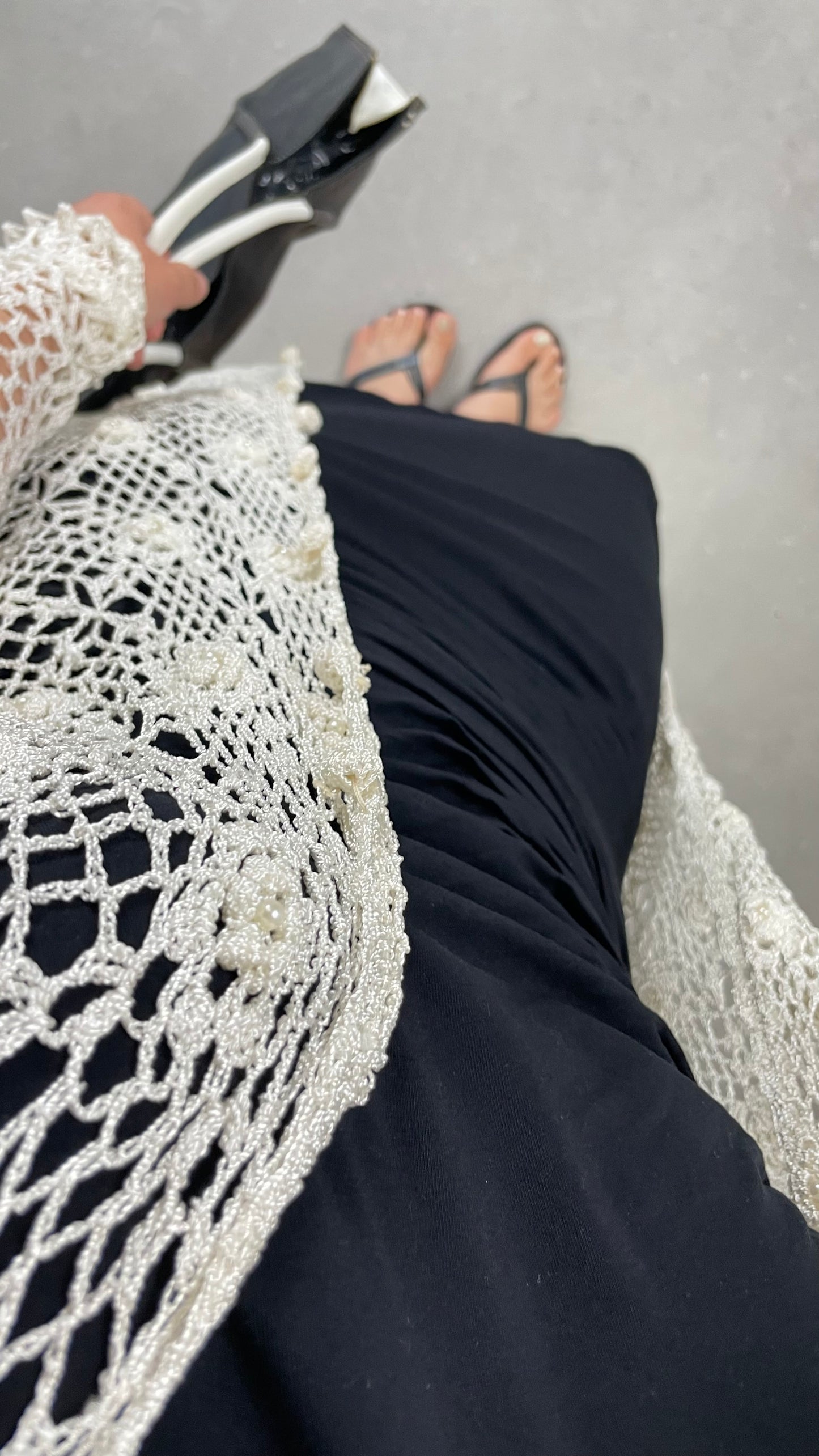 Cardigan all’uncinetto con motivo floreale