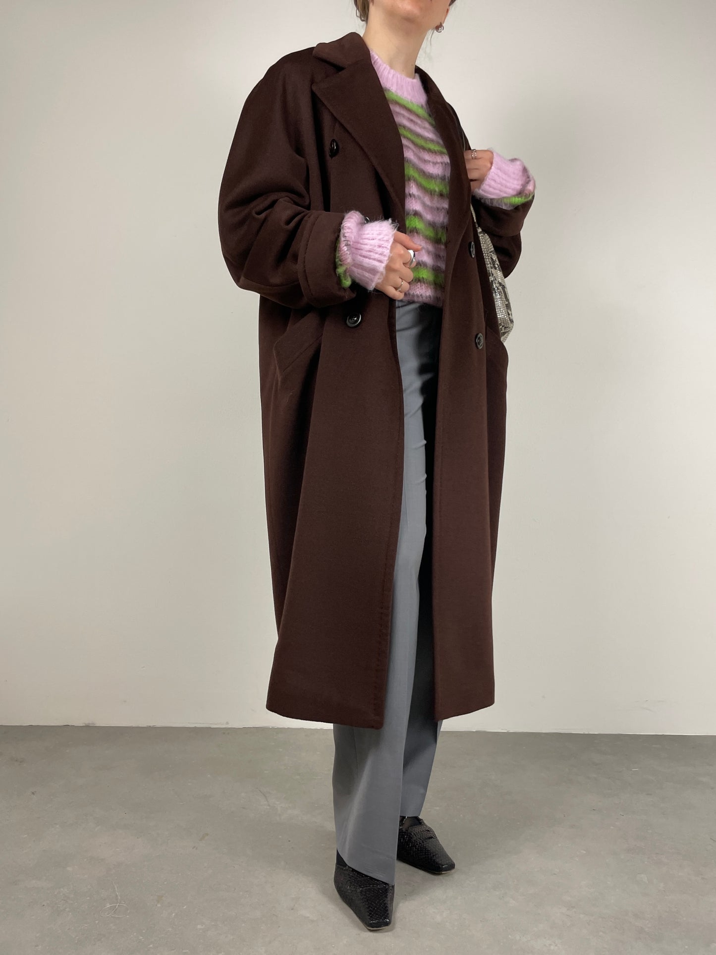 Cappotto in lana color cioccolato