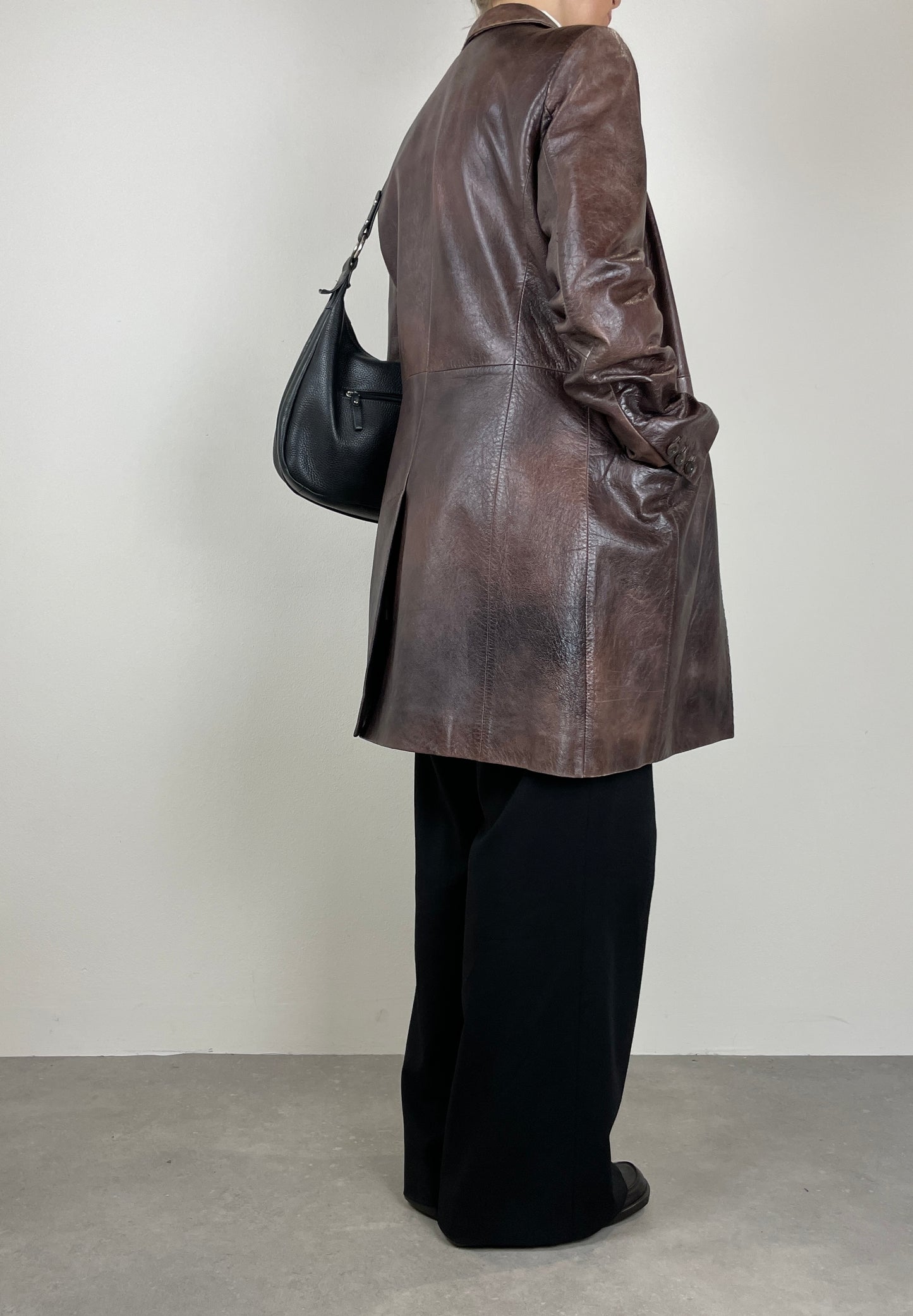 Giacca in pelle effetto distressed