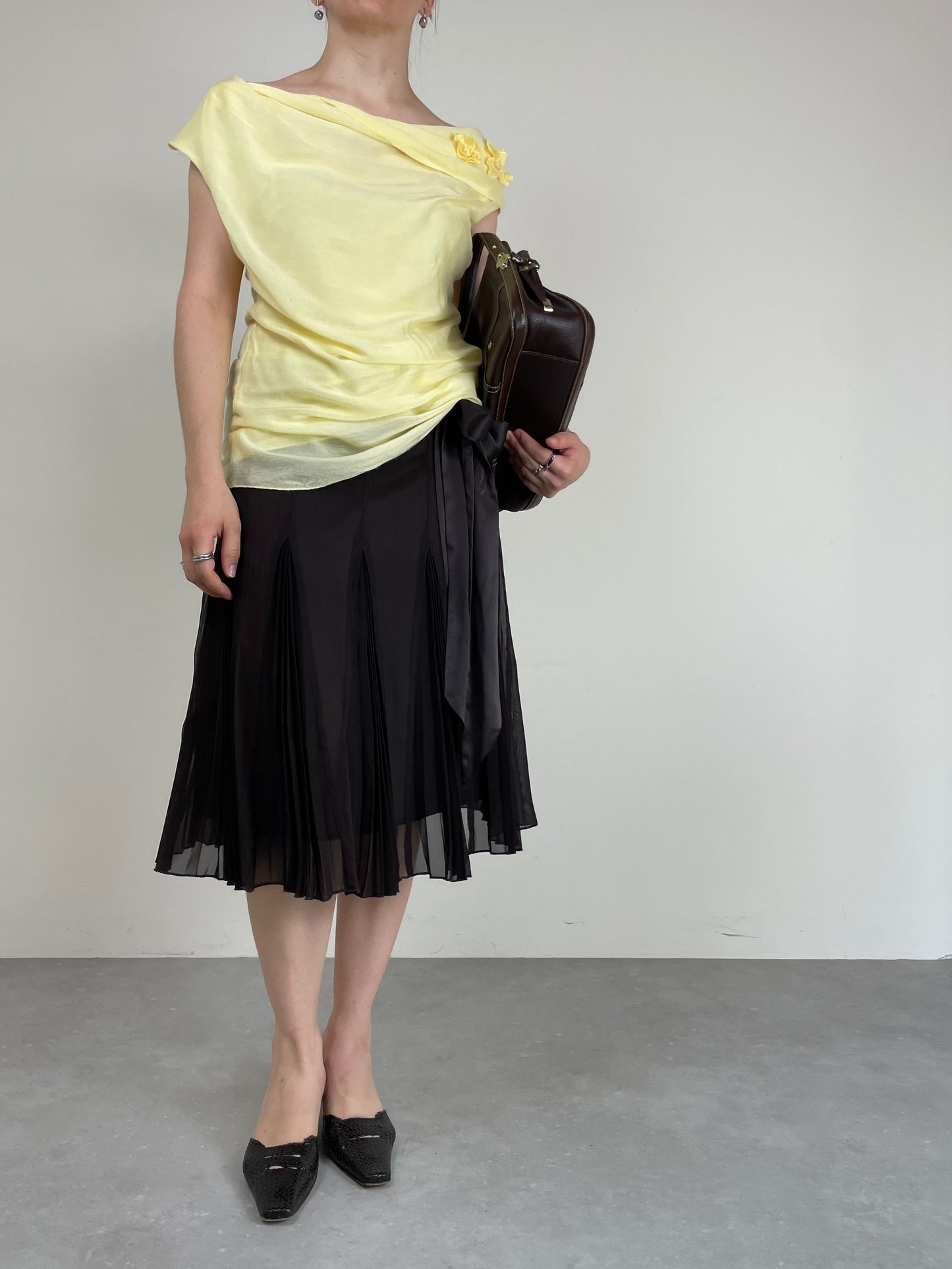 Gonna vintage in seta marrone