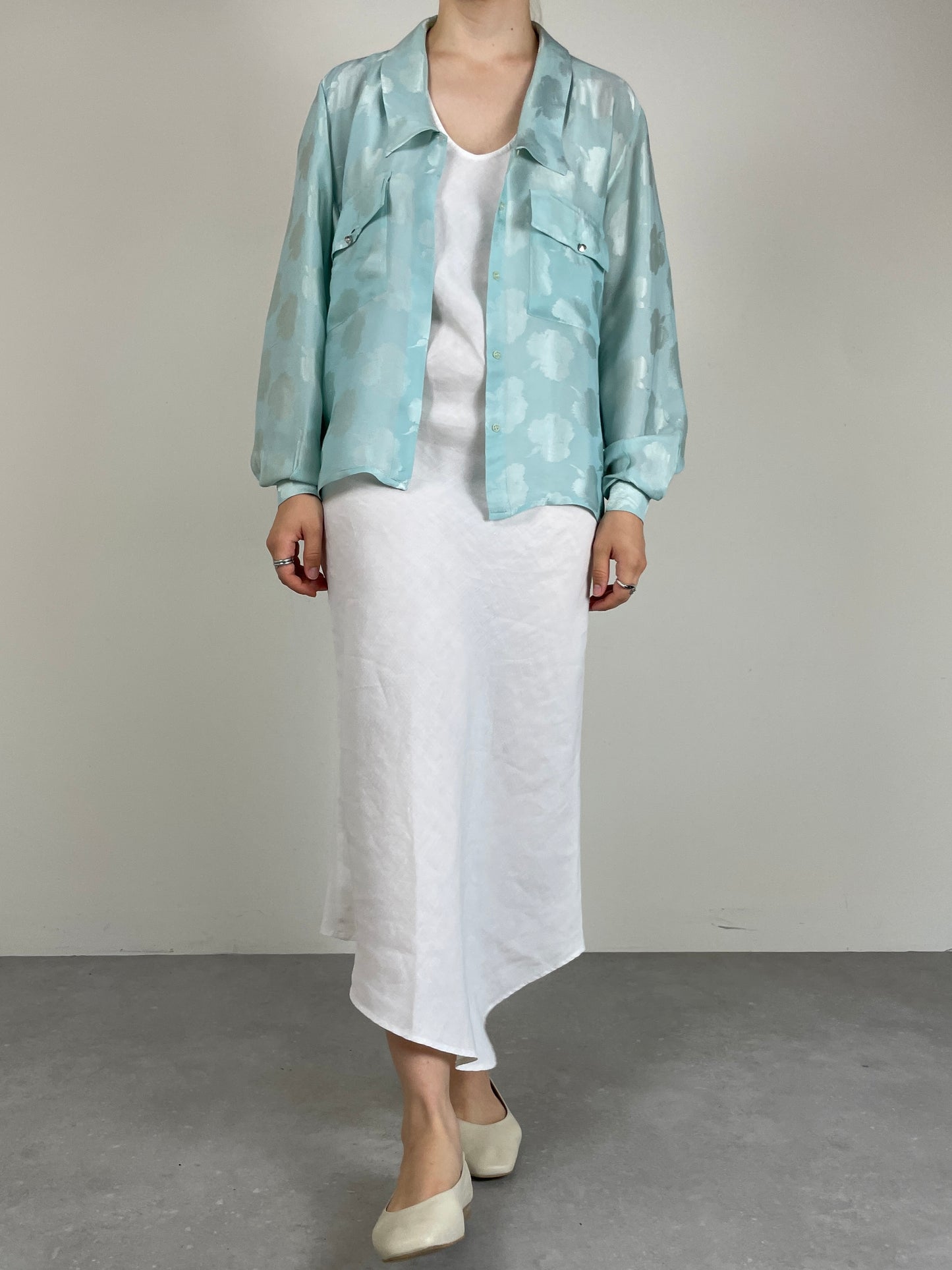 Blusa vintage in seta jacquard