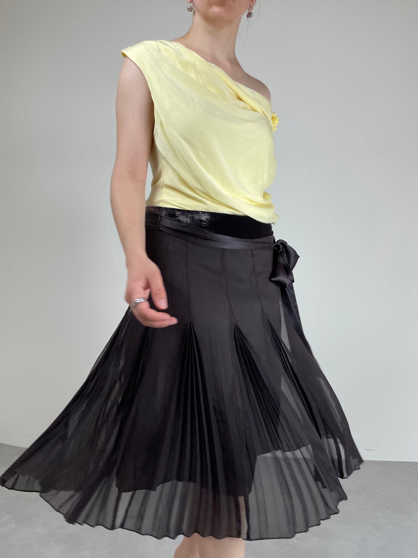 Gonna vintage in seta marrone