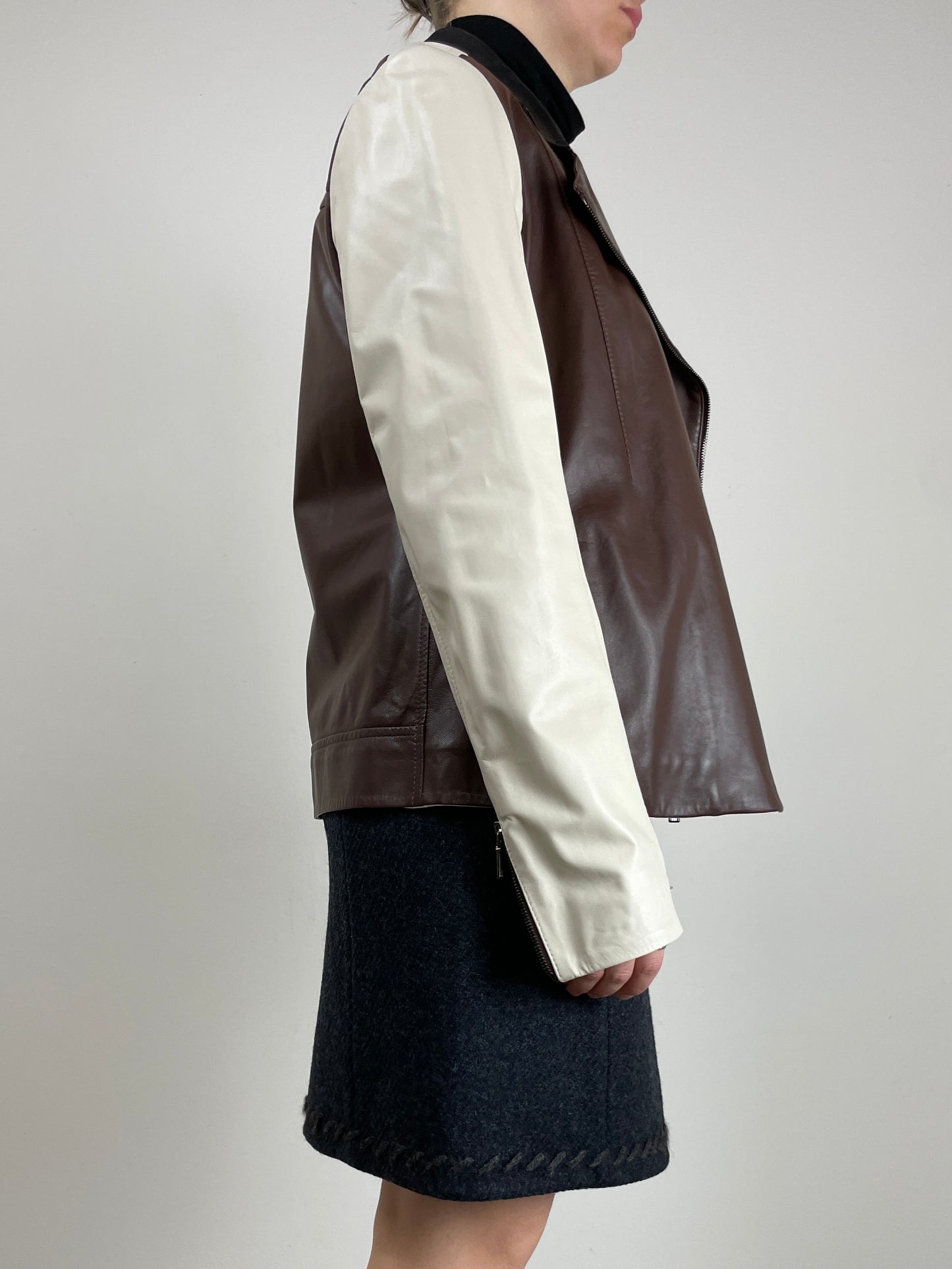 Chiodo in vera pelle bicolor