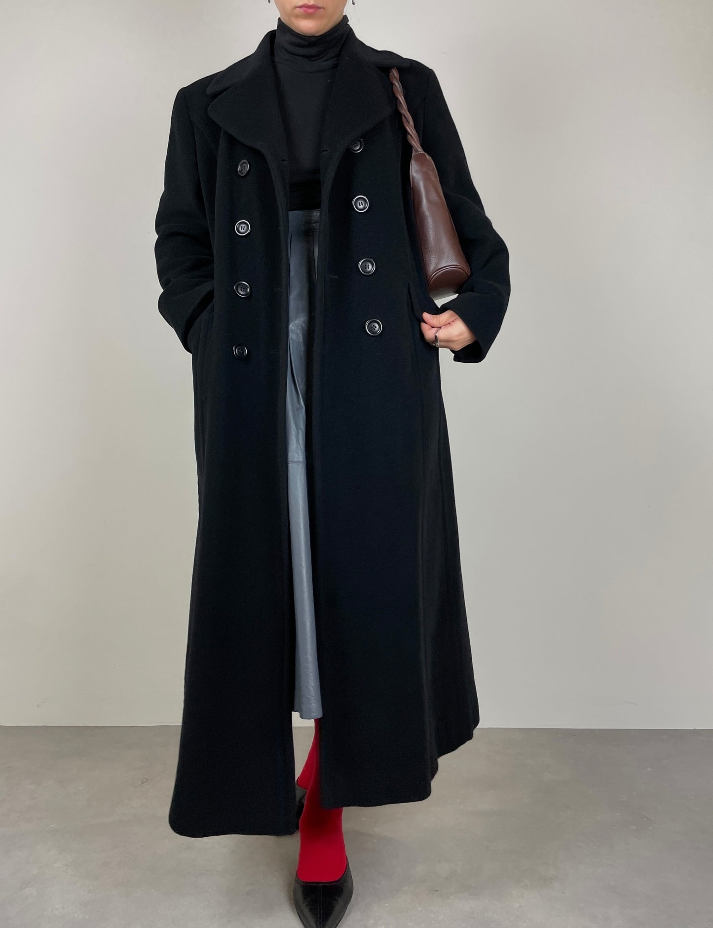 Black wool long coat
