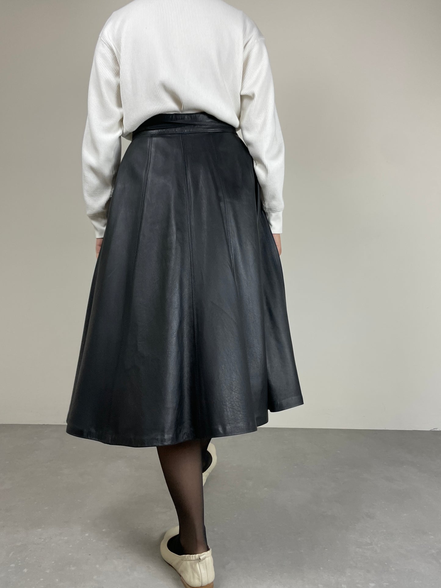 Gonna midi in vera pelle