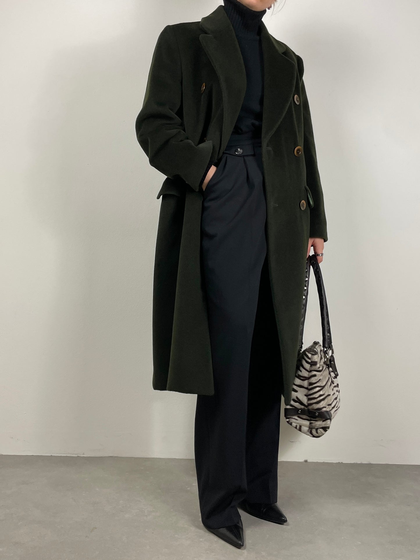 Cappotto vintage in lana verde