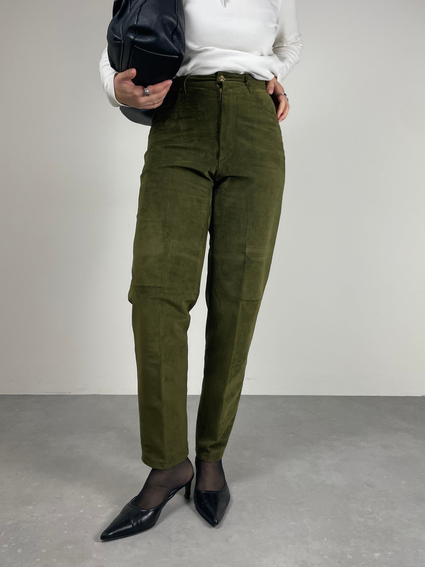 MOSCHINO pantaloni in vera pelle scamosciata