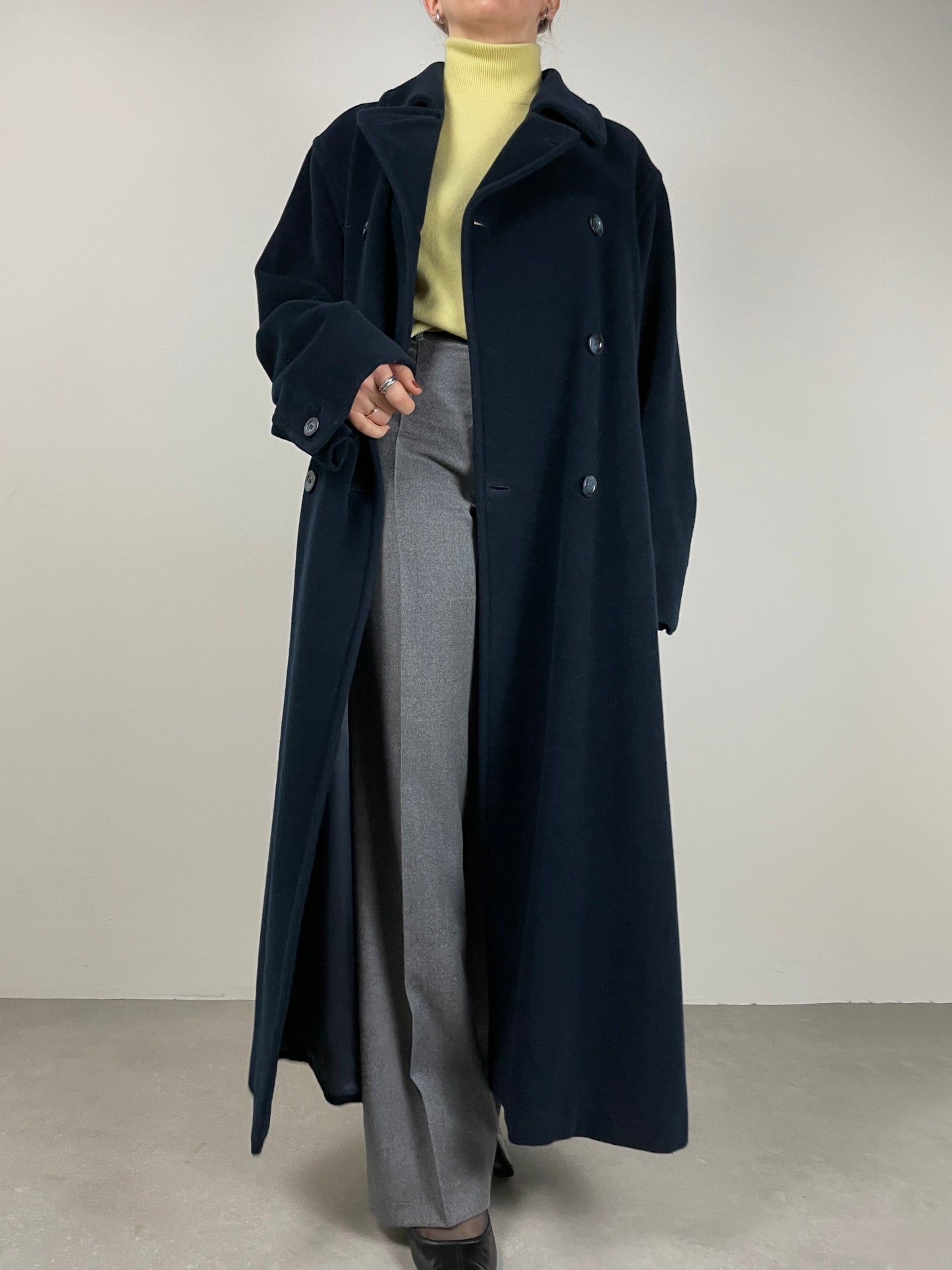 Cappotto Made in Italy in lana e cashmere color blu