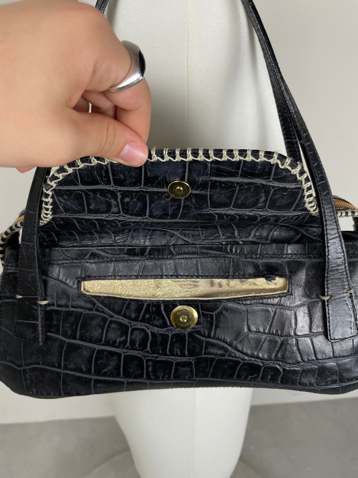 Borsa vintage in pelle effetto cocco