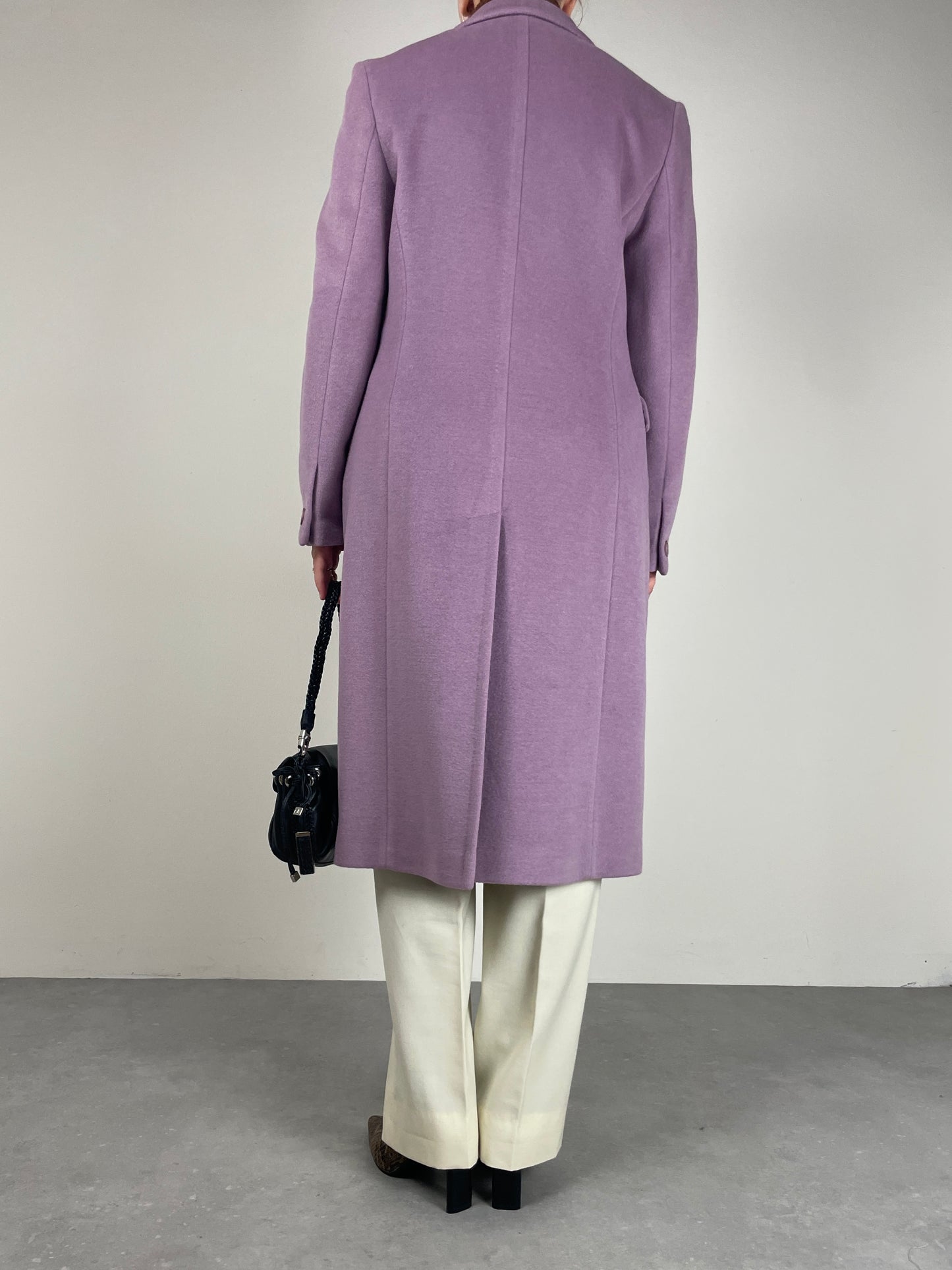 Cappotto in beaver di lana, cashmere e angora color glicine