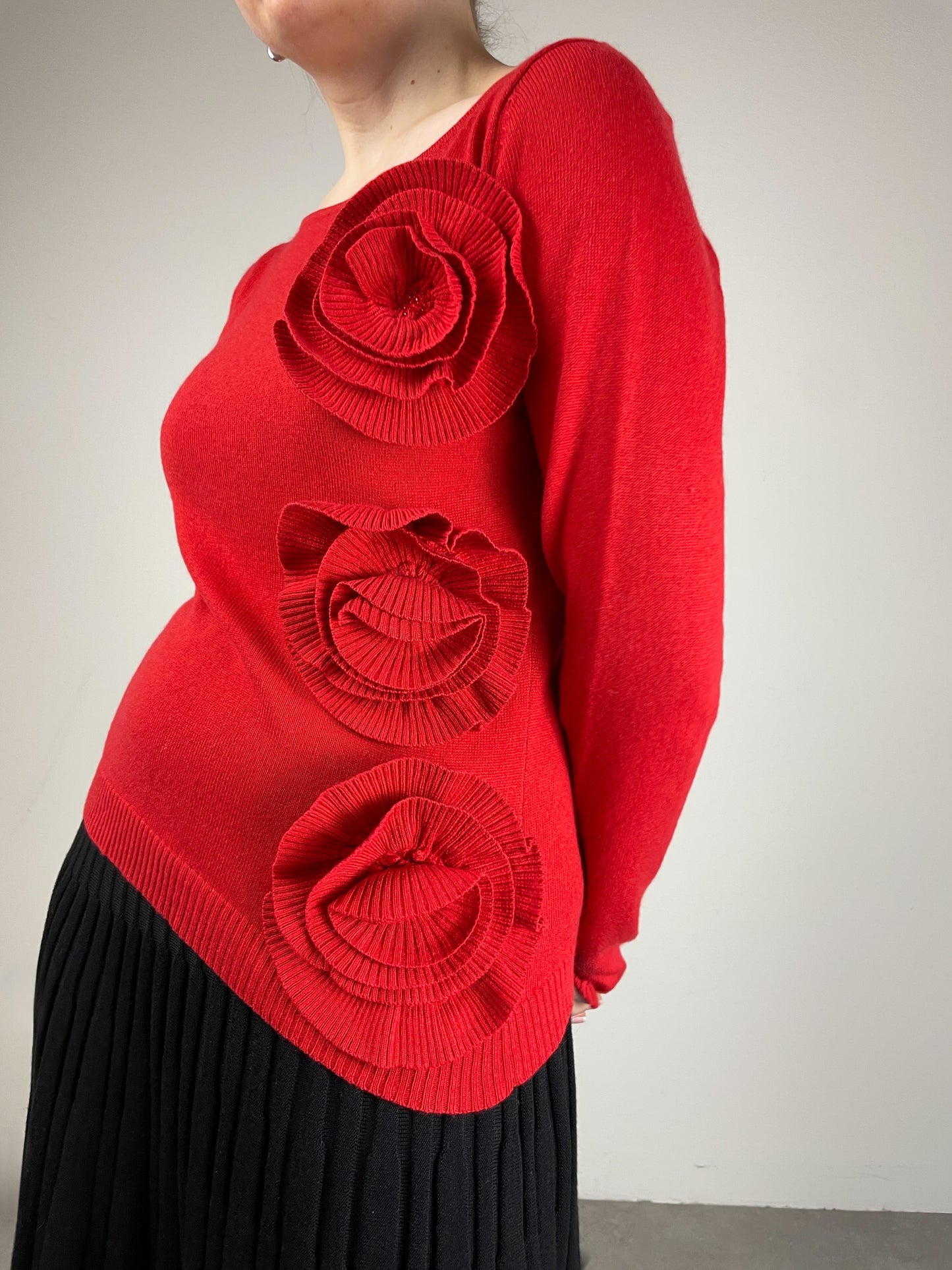Maglione in cashmere e seta con fiori