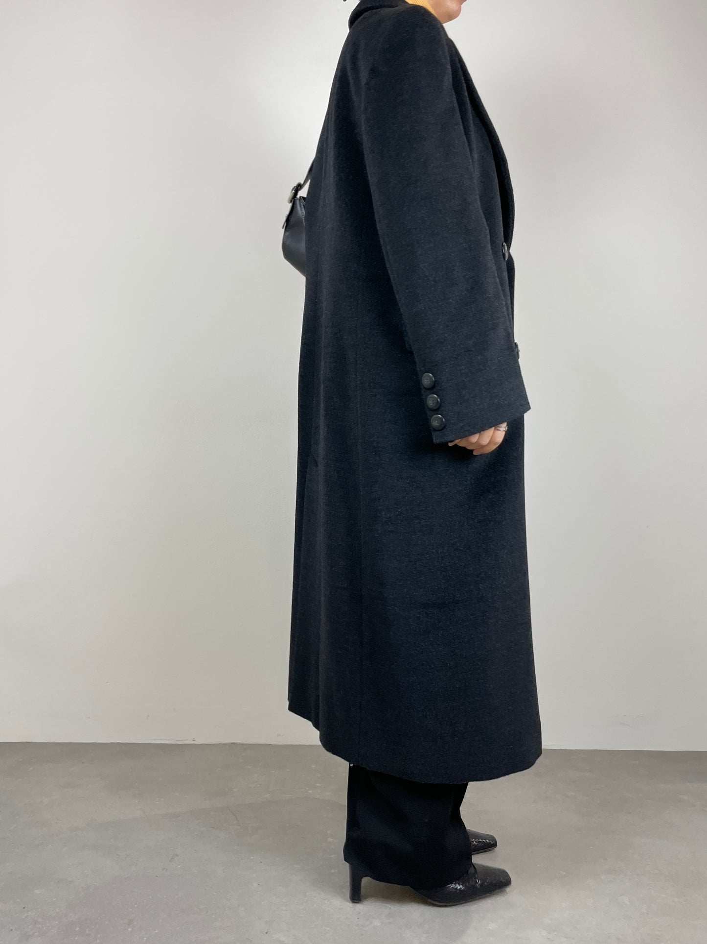 Cappotto lungo in pura lana color grigio