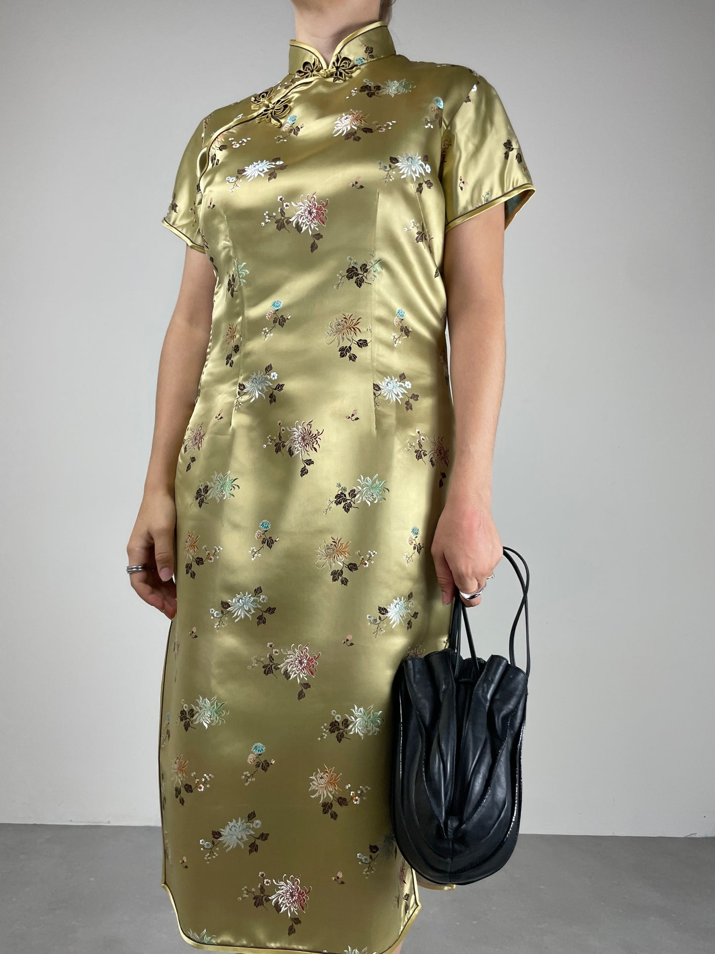 Qipao sartoriale in jacquard di viscosa