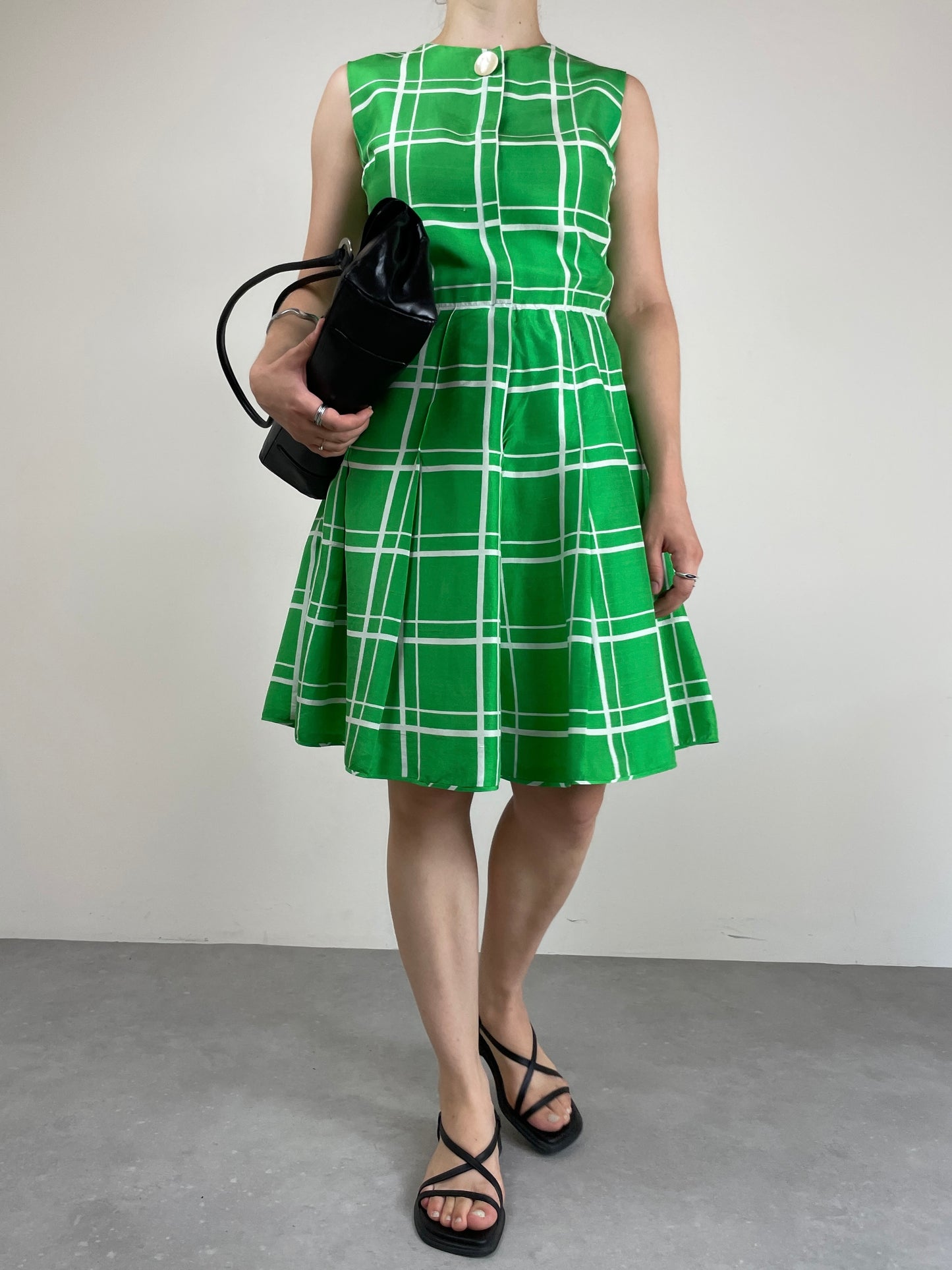 Abito sartoriale vintage in pura seta a quadri