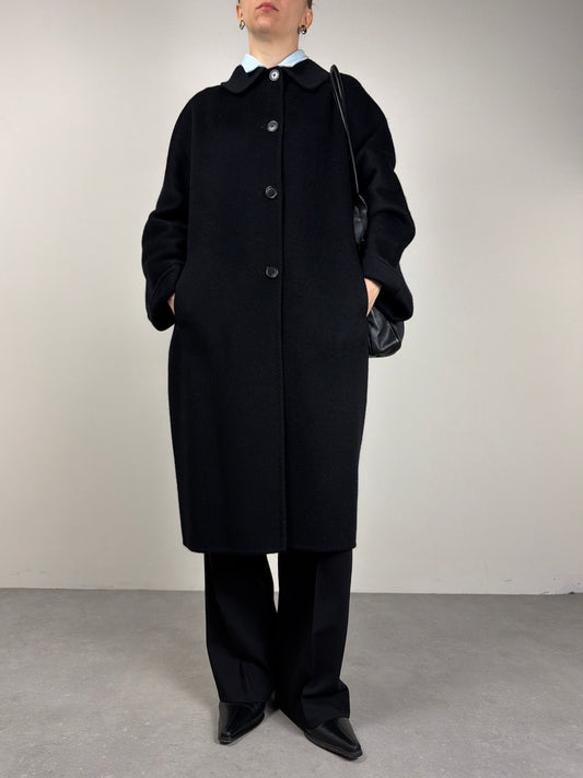 JIL Sander cappotto in drap di angora nero