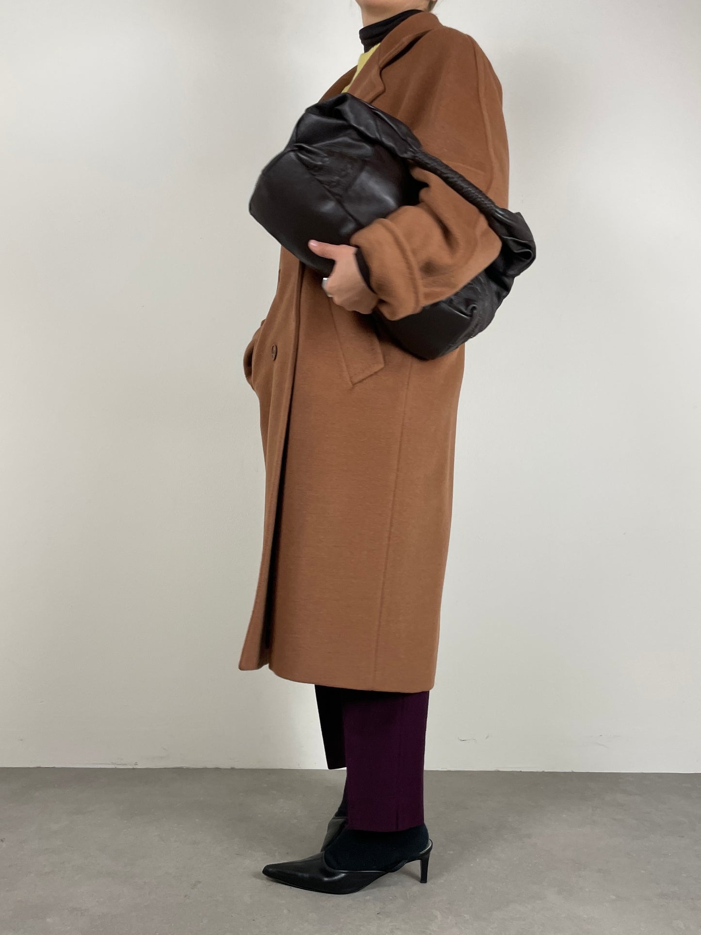 Borsa hobo in vera pelle marrone