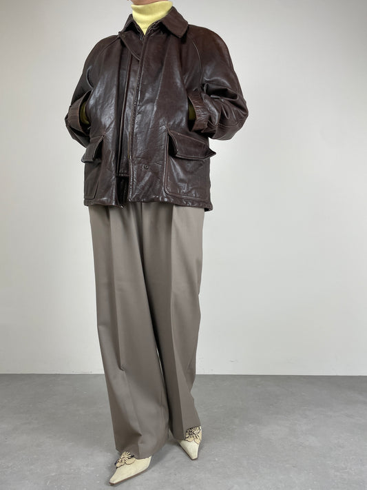 Giacca in vera pelle marrone vintage made in Italy