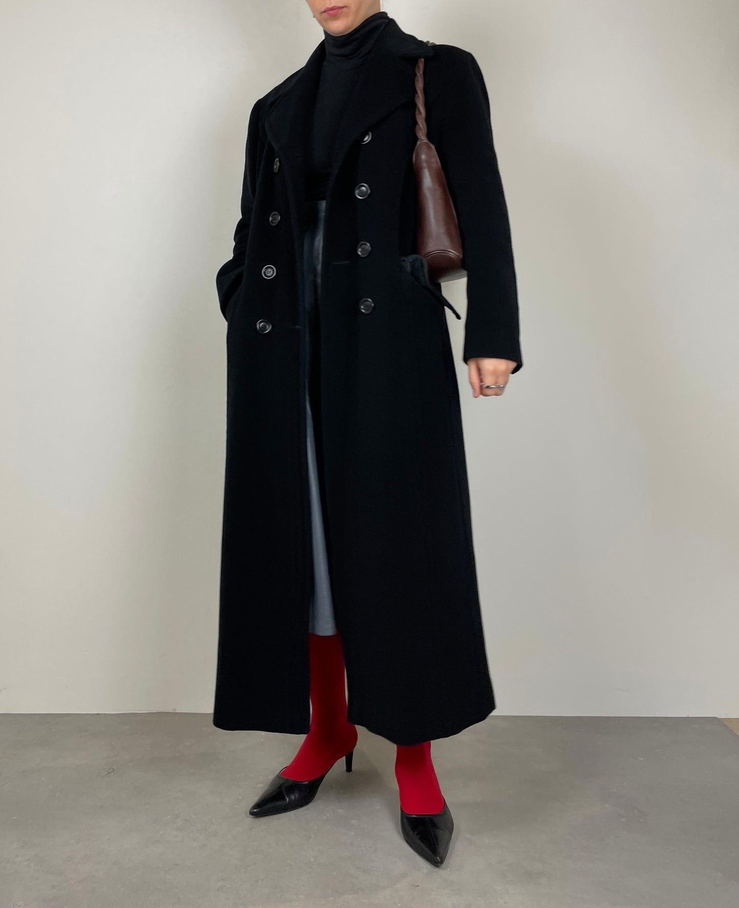 Black wool long coat