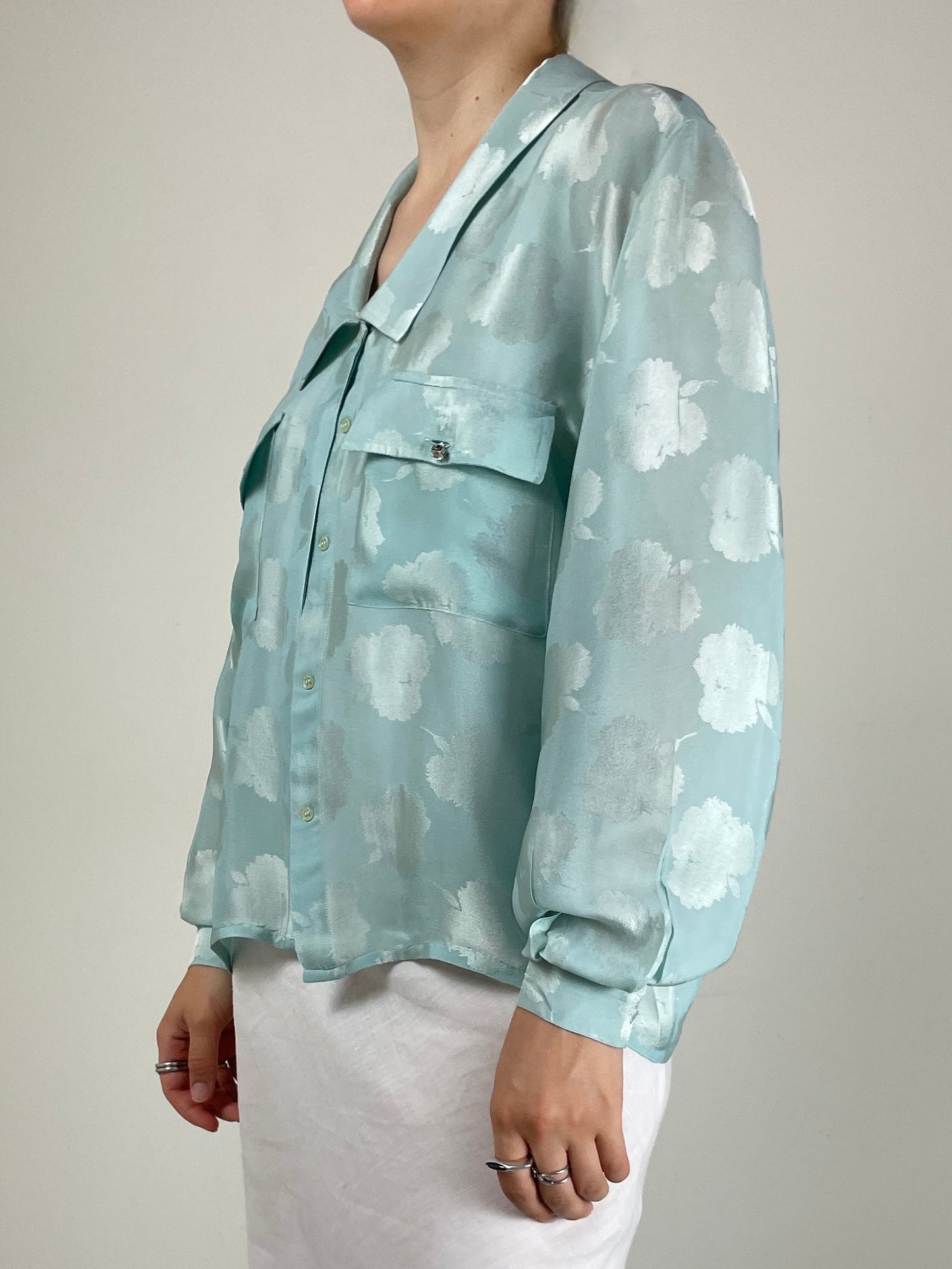 Blusa vintage in seta jacquard