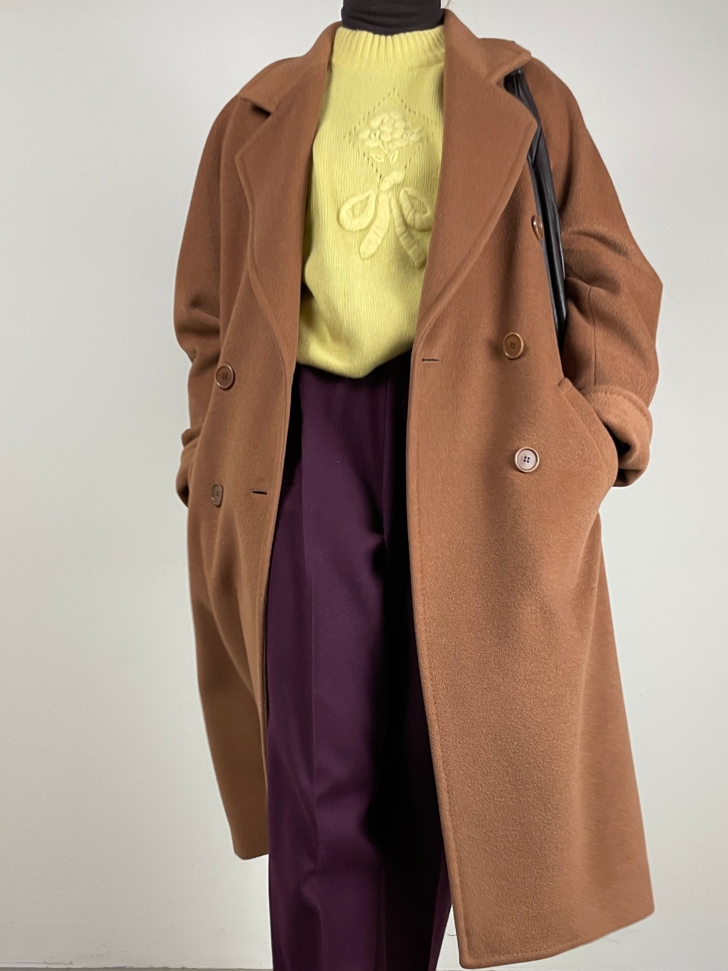 Cappotto in lana, angora e cashmere