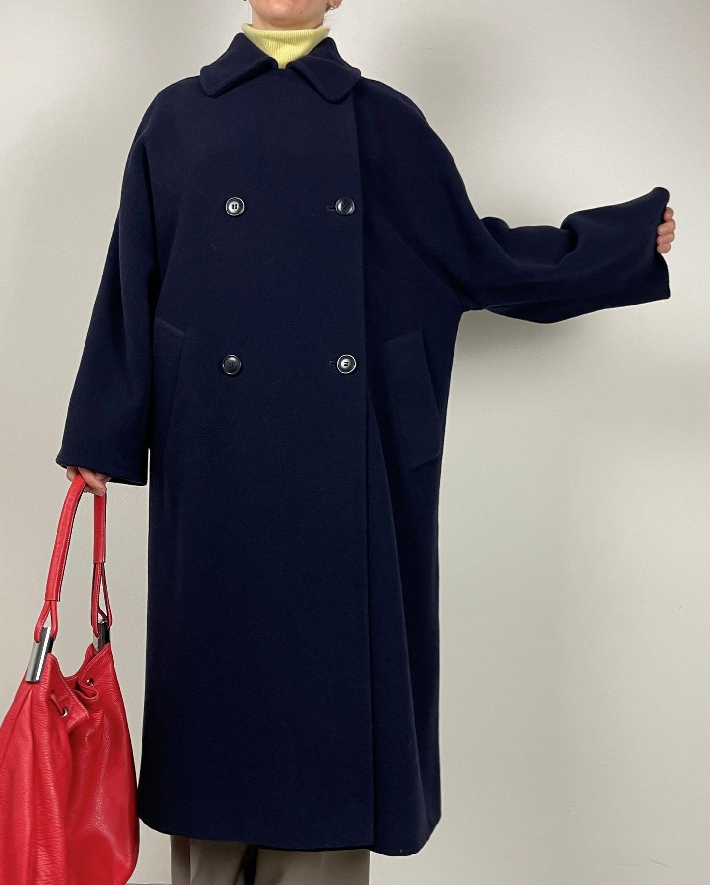 Double-breasted wool blue coat