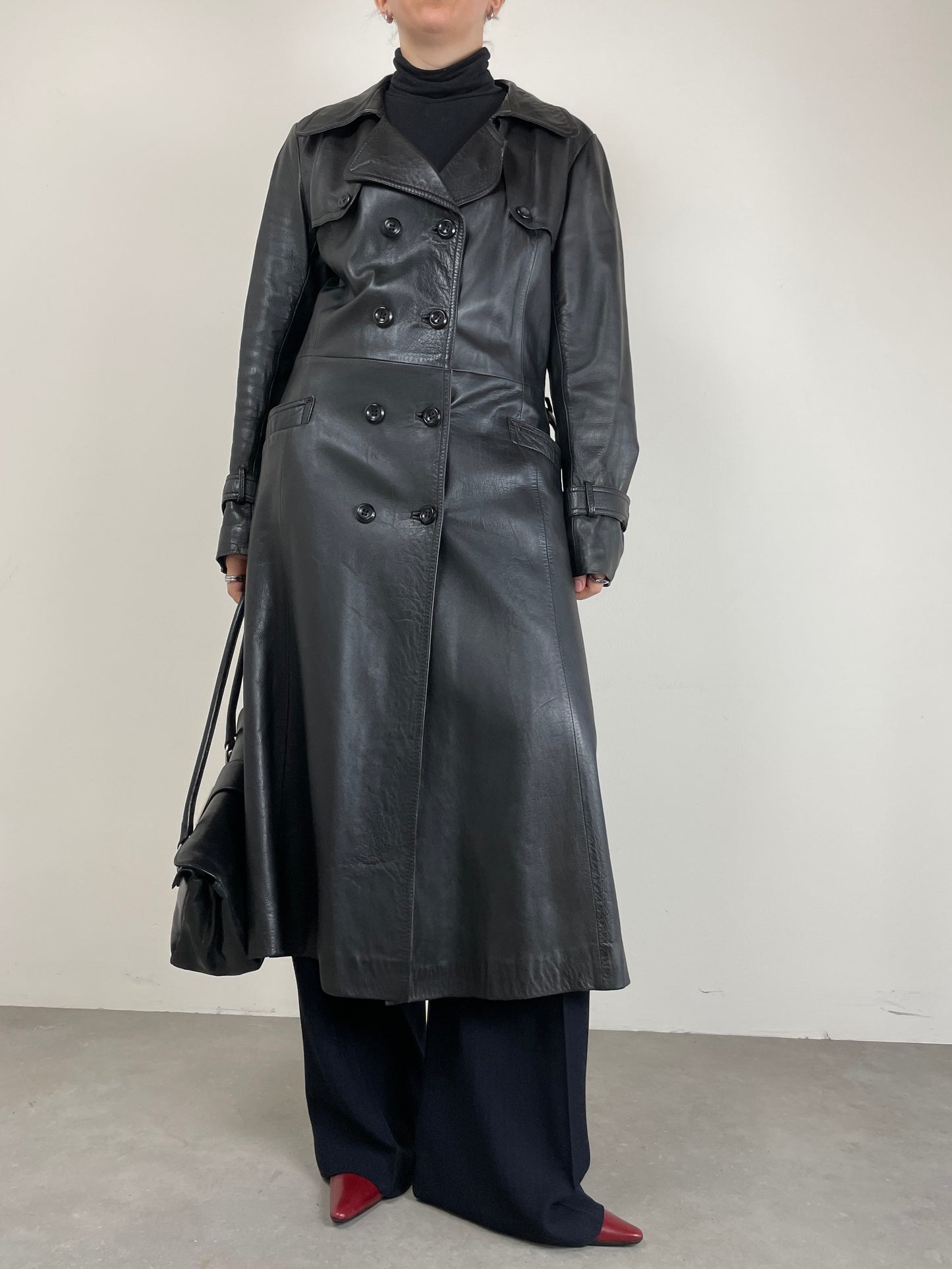 Trench vintage in vera pelle