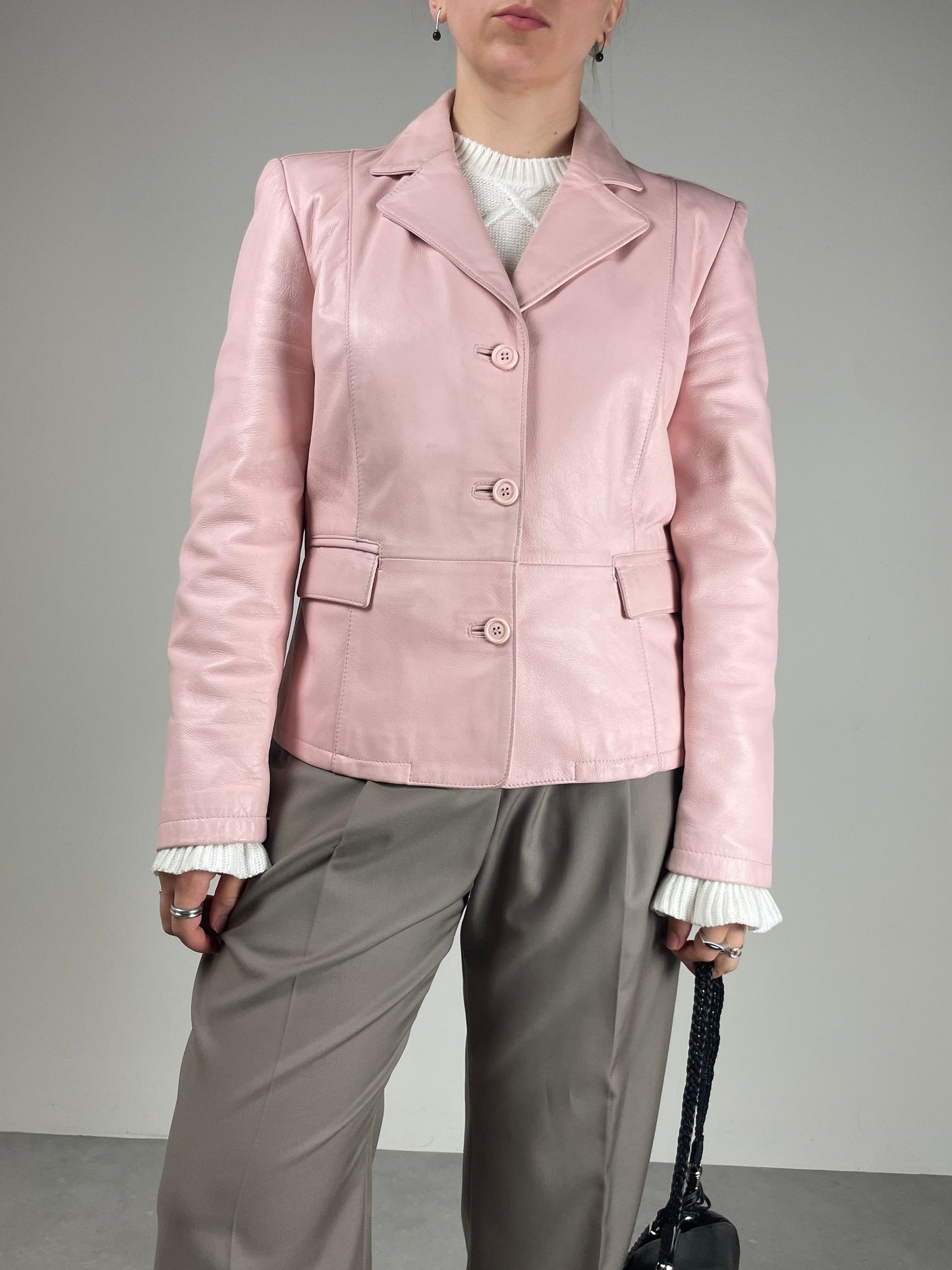 Giacca in vera pelle rosa