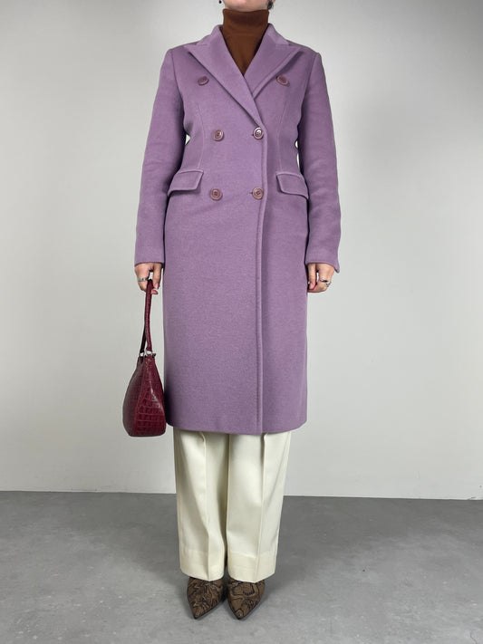 Cappotto in beaver di lana, cashmere e angora color glicine