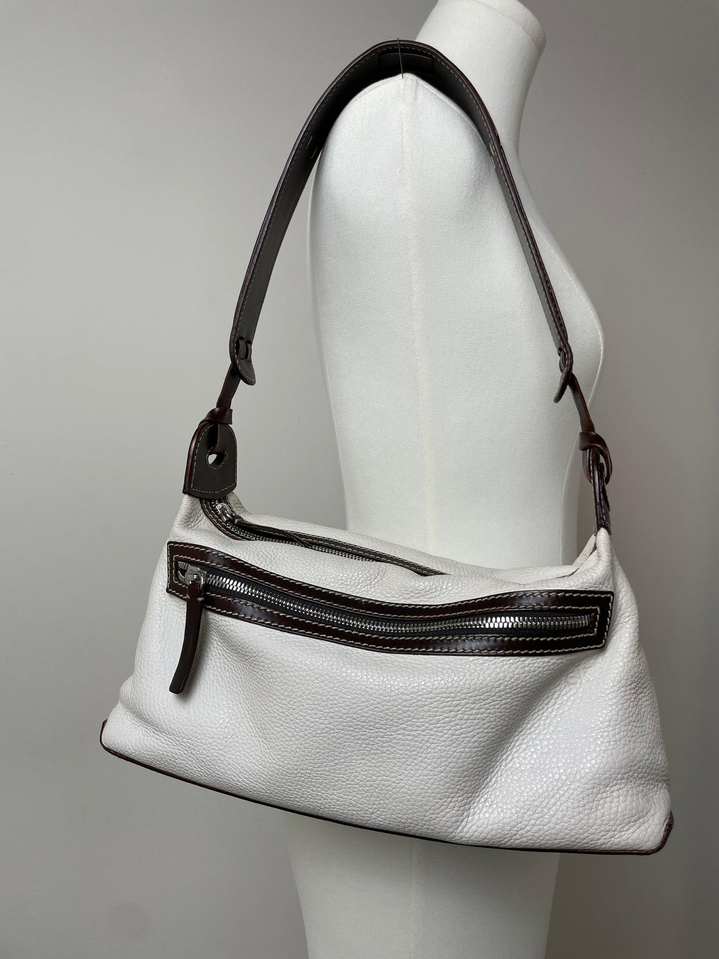 Borsa in vera pelle bicolore