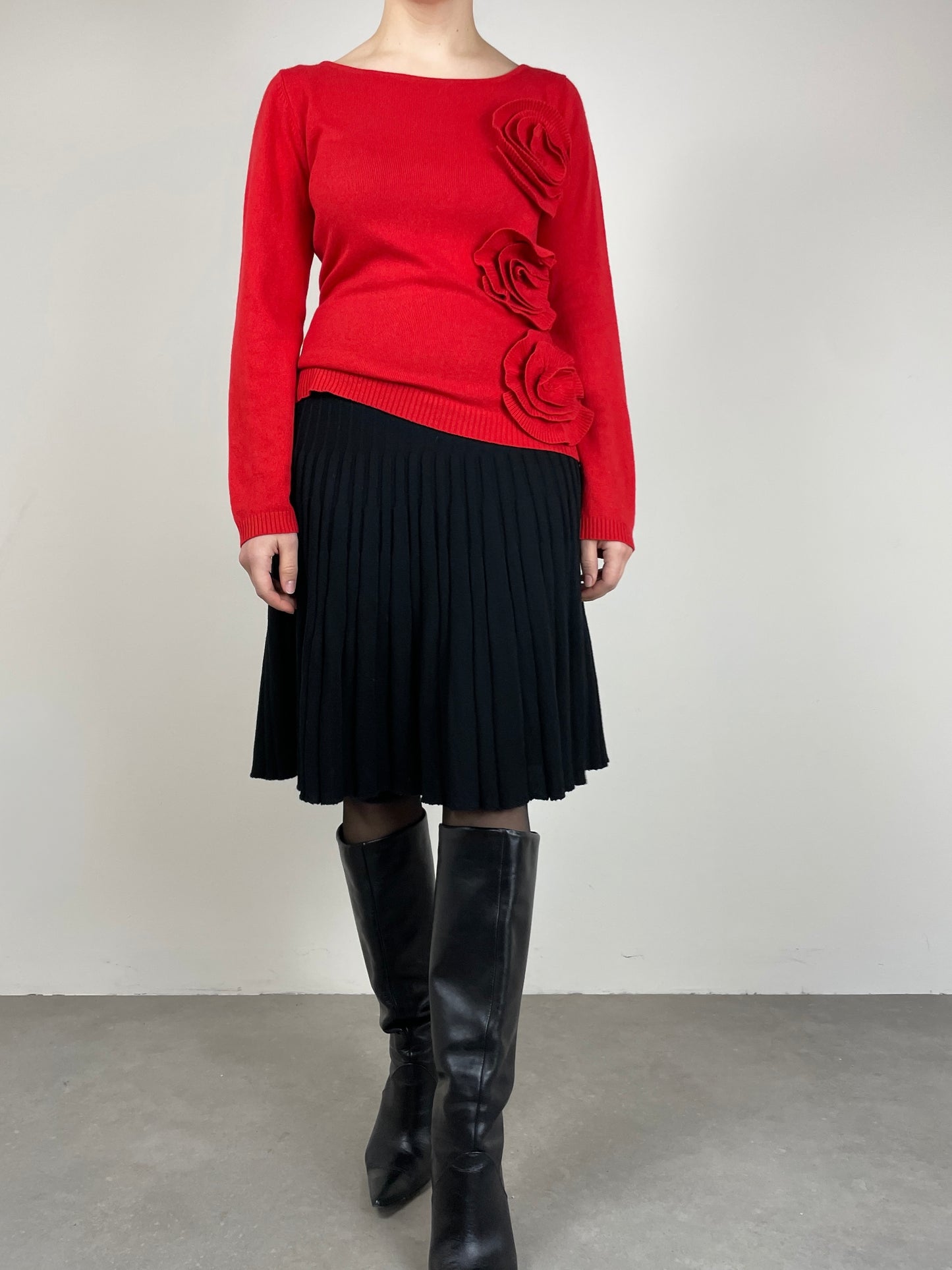 Maglione in cashmere e seta con fiori