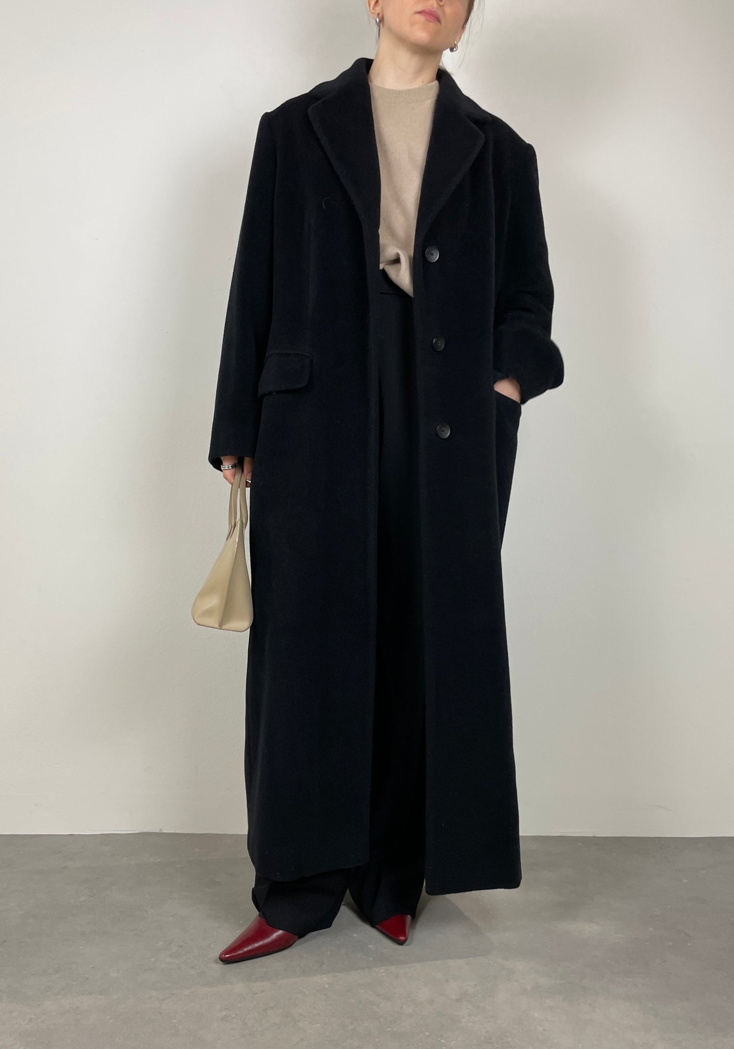 Long wool and cashmere coat