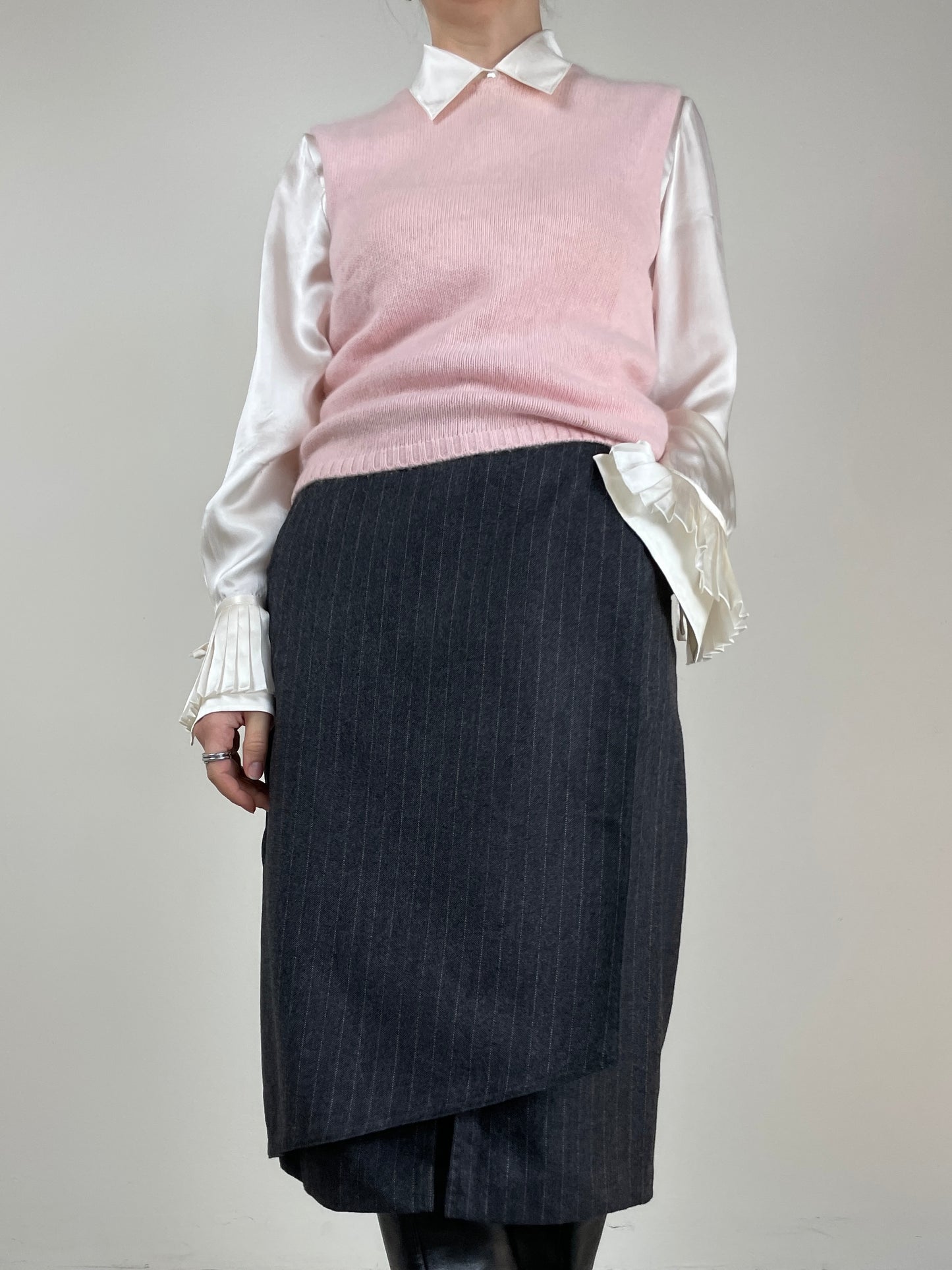Gilet vintage in misto angora rosa