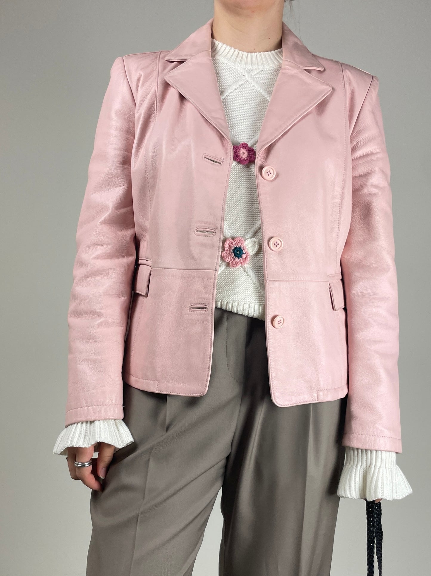 Giacca in vera pelle rosa
