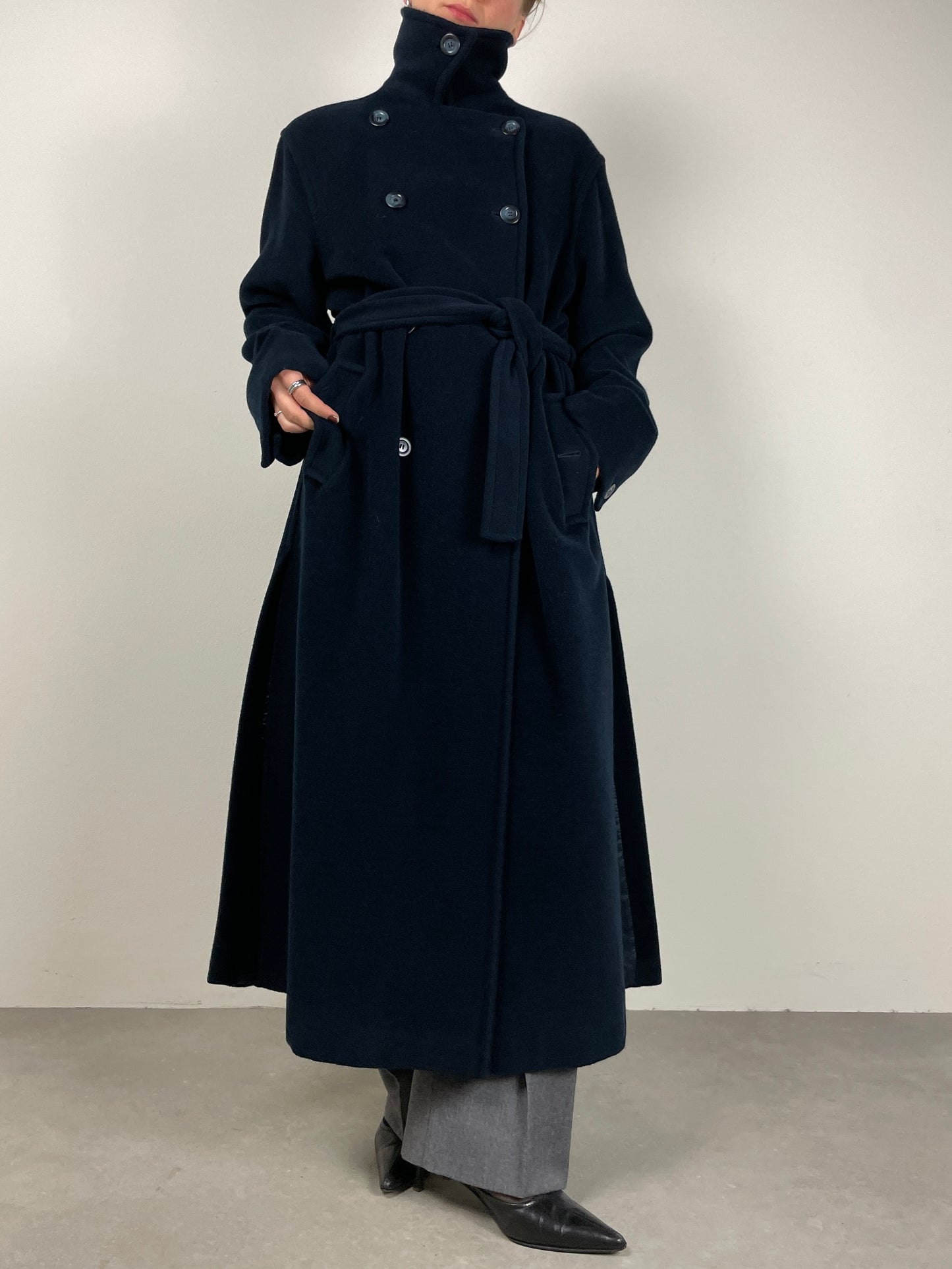 Cappotto Made in Italy in lana e cashmere color blu