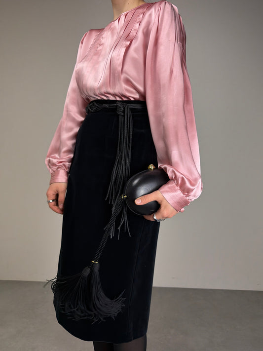 Blusa vintage in pura seta rosa