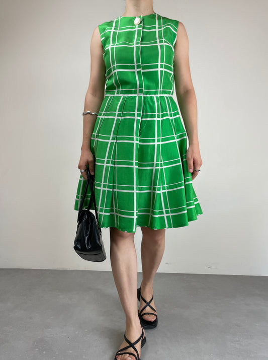 Abito sartoriale vintage in pura seta a quadri