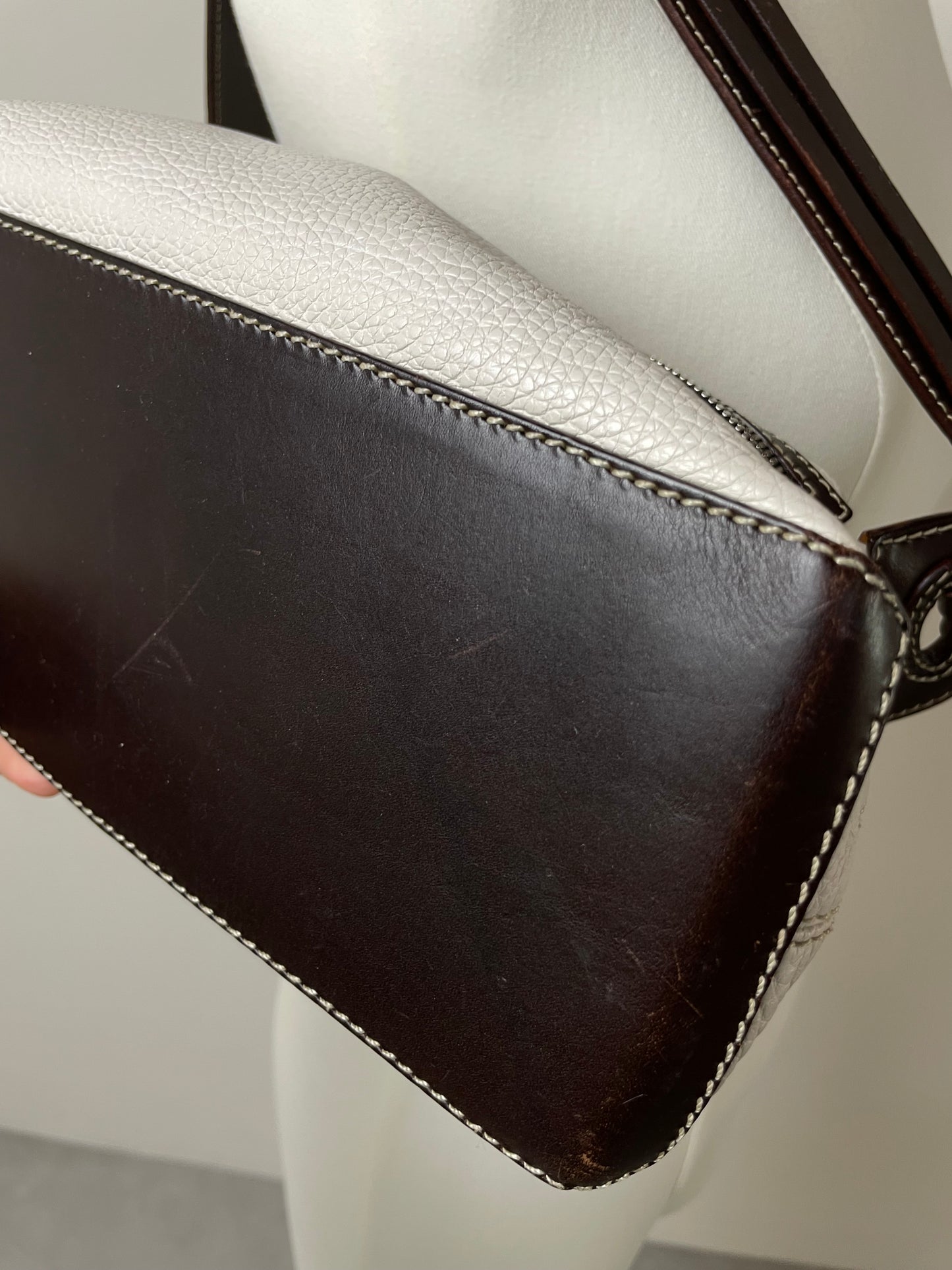 Borsa in vera pelle bicolore