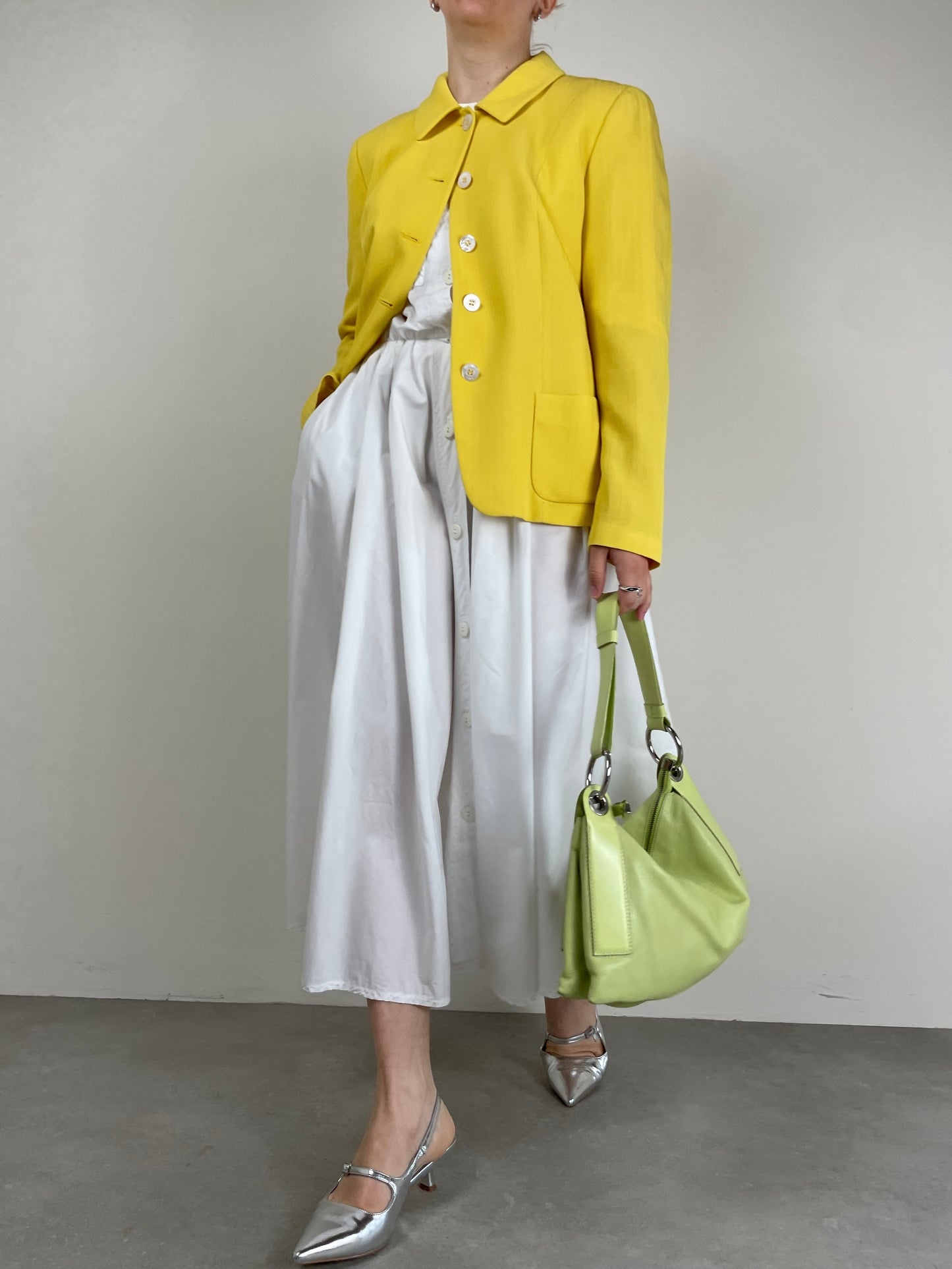Borsa in vera pelle verde pastello