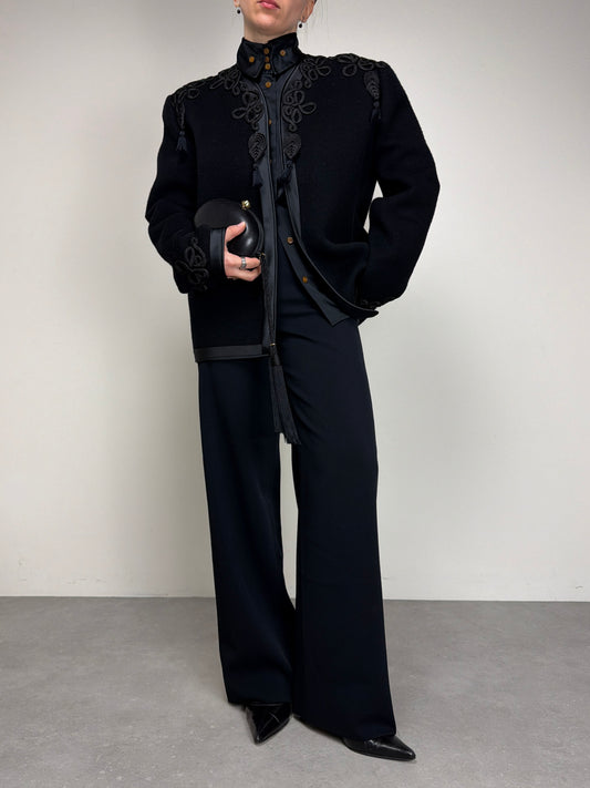 Giacca vintage in panno di lana con passamanerie