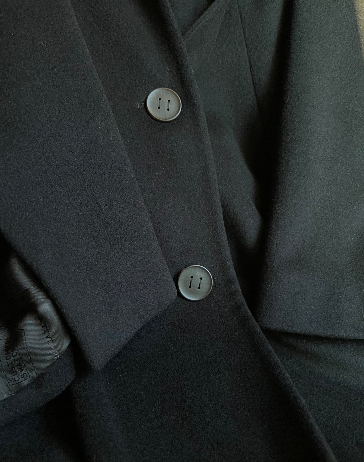 Long black wool and cashmere coat