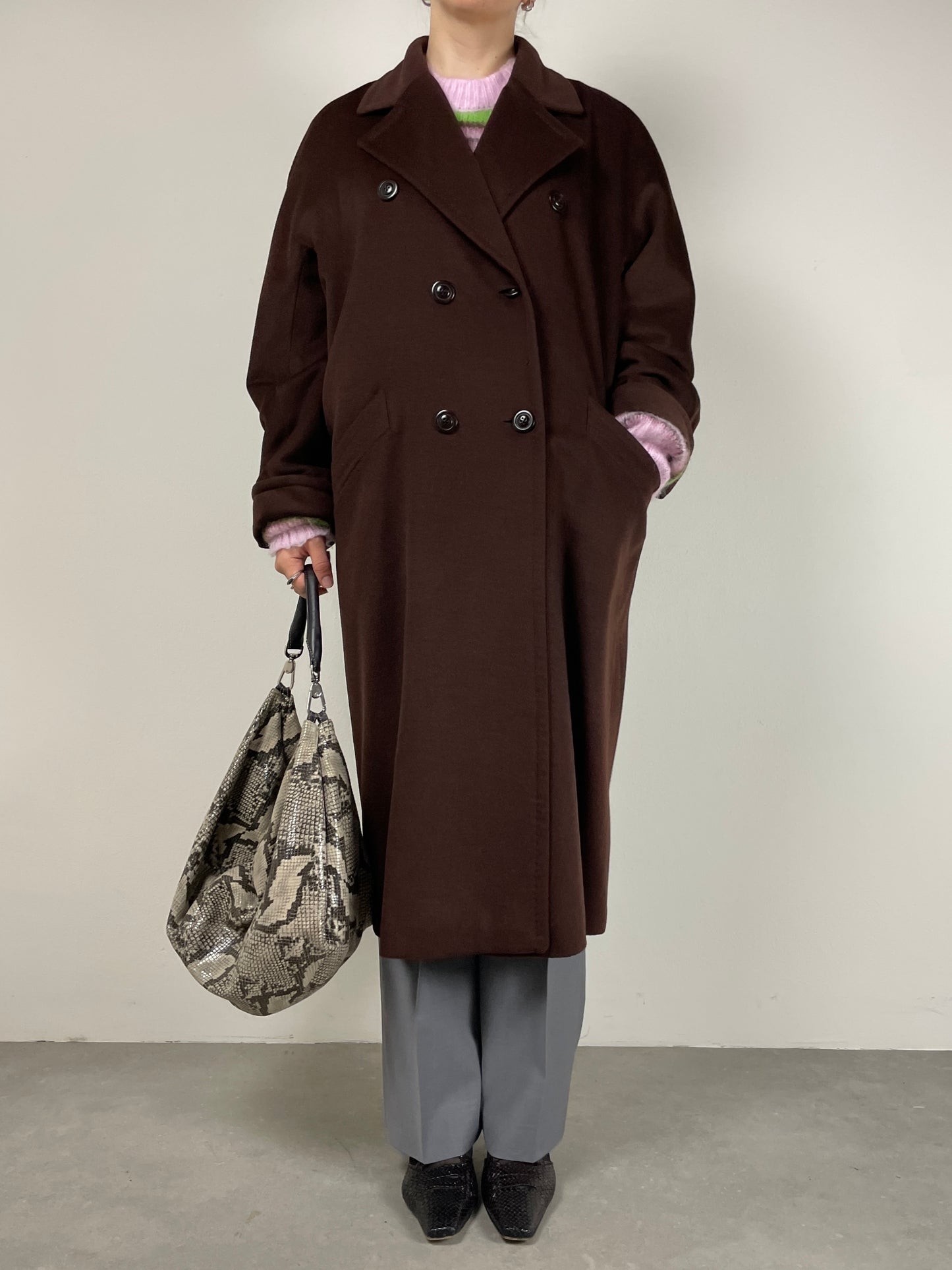 Cappotto in lana color cioccolato