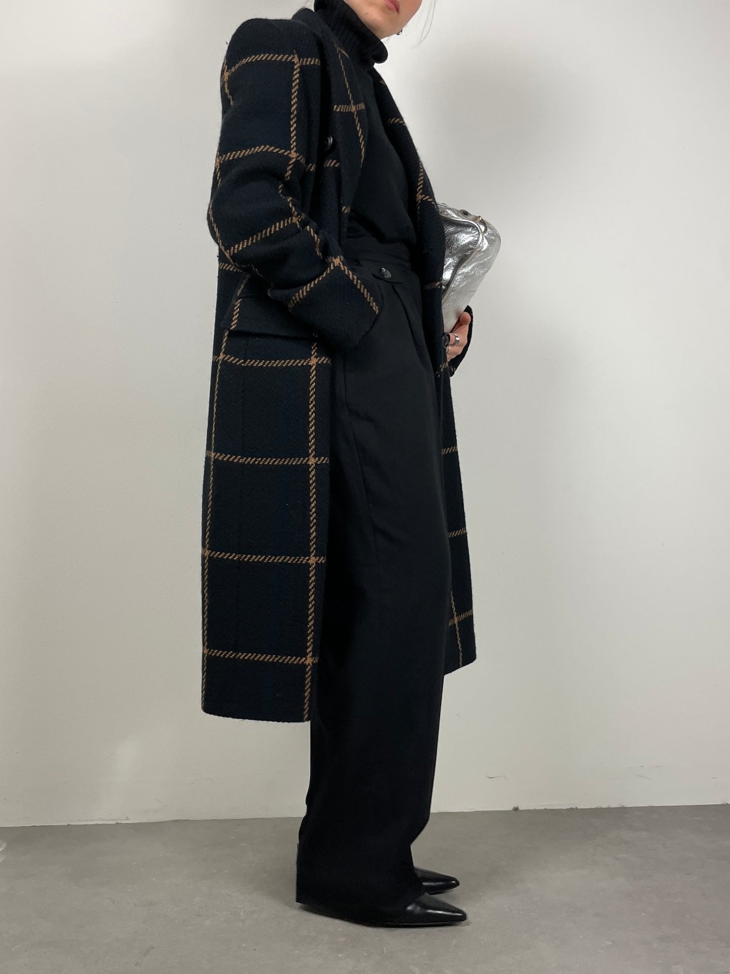 Cappotto in lana con pattern finestrato