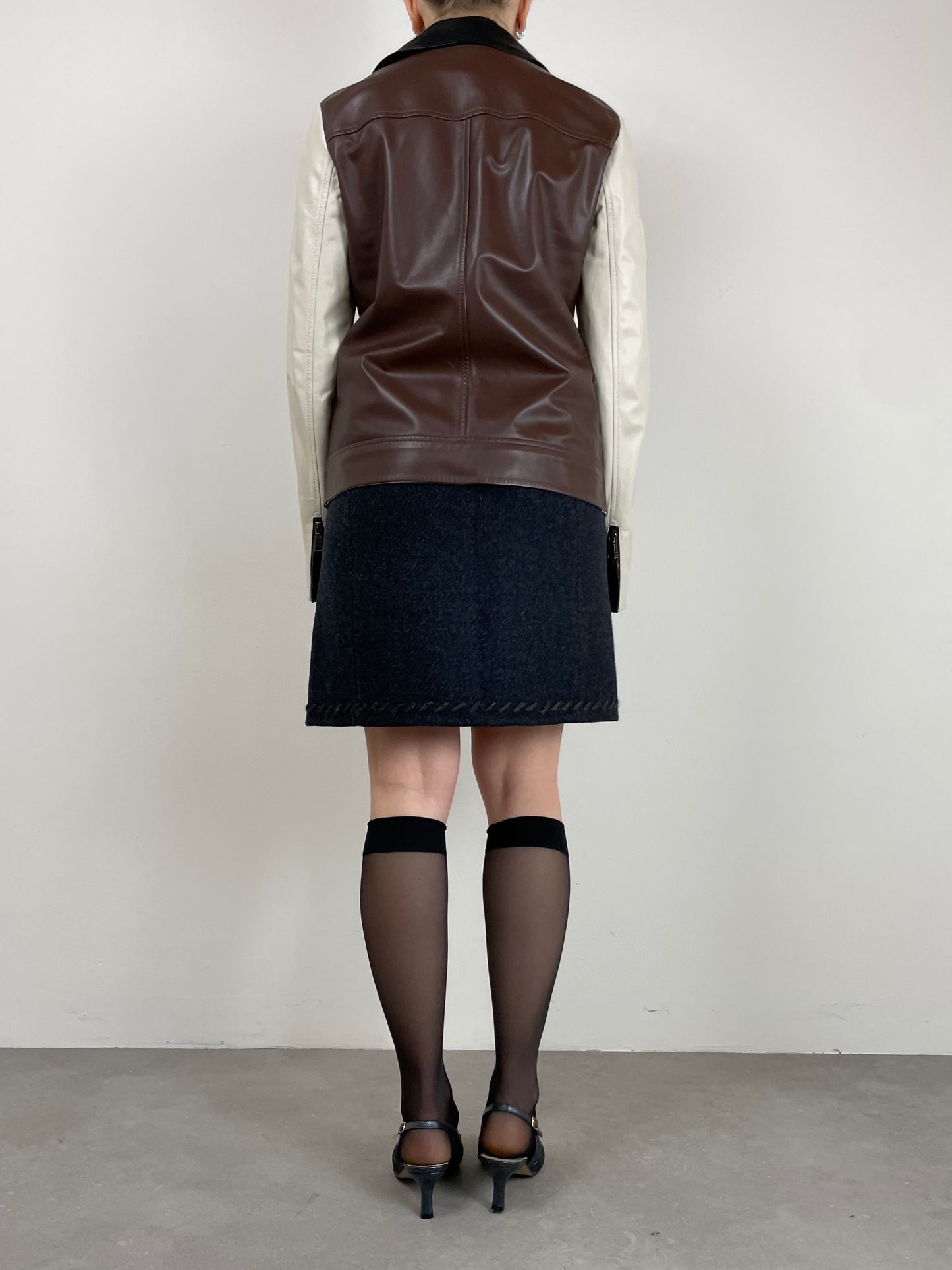 Chiodo in vera pelle bicolor