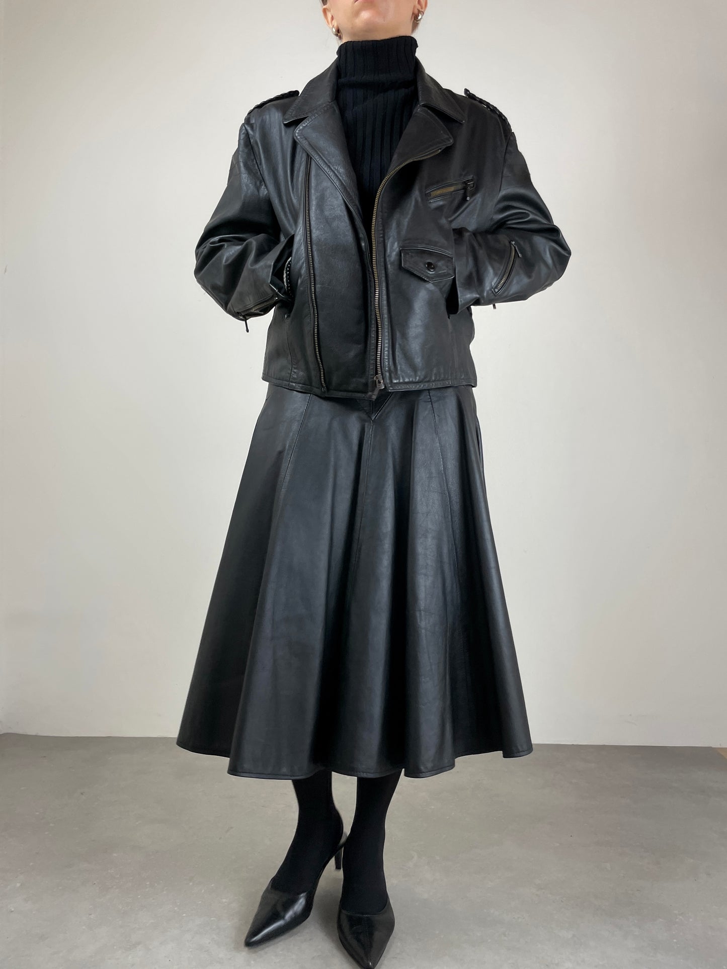 Gonna vintage in vera pelle