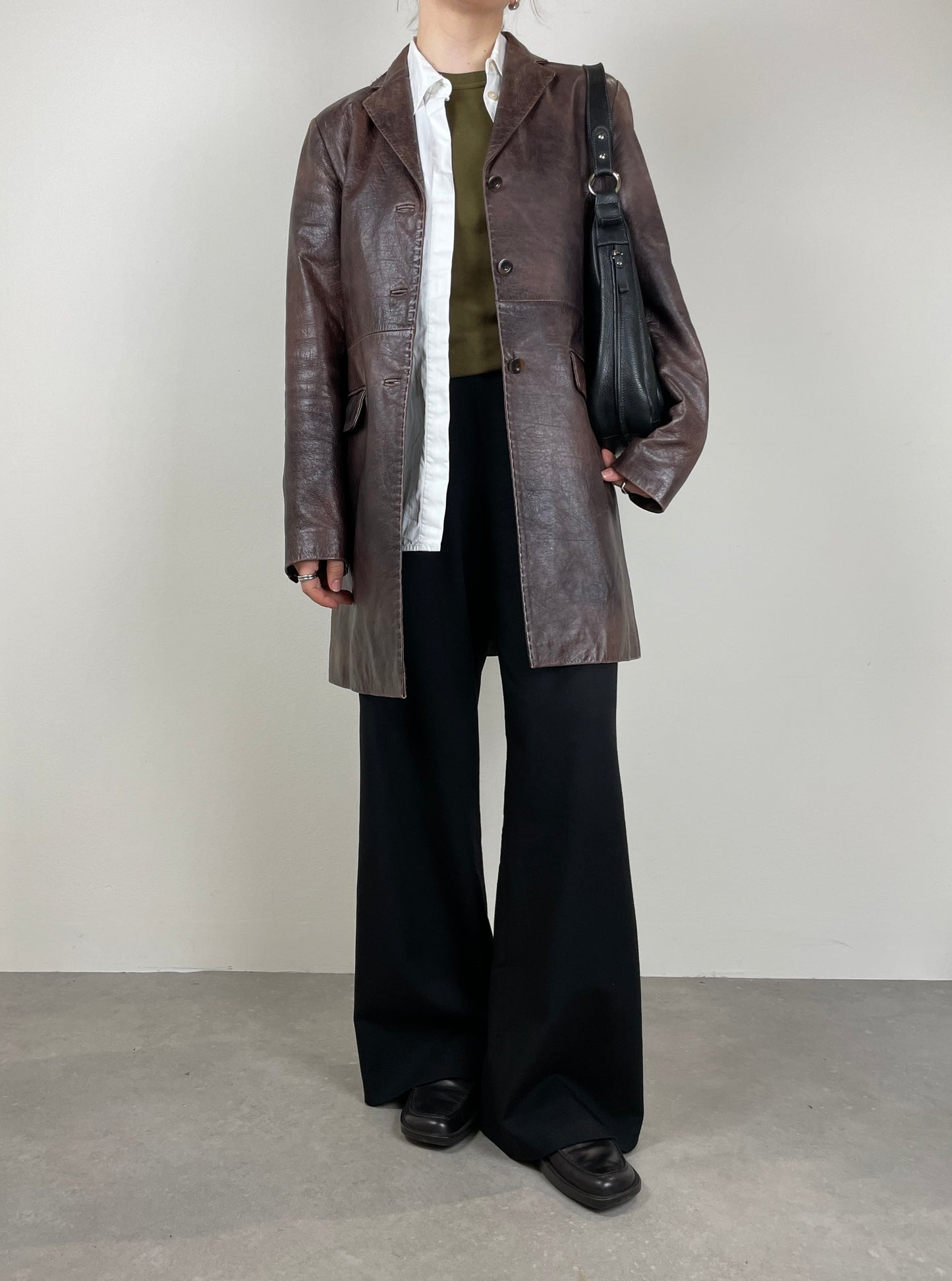 Giacca in pelle effetto distressed