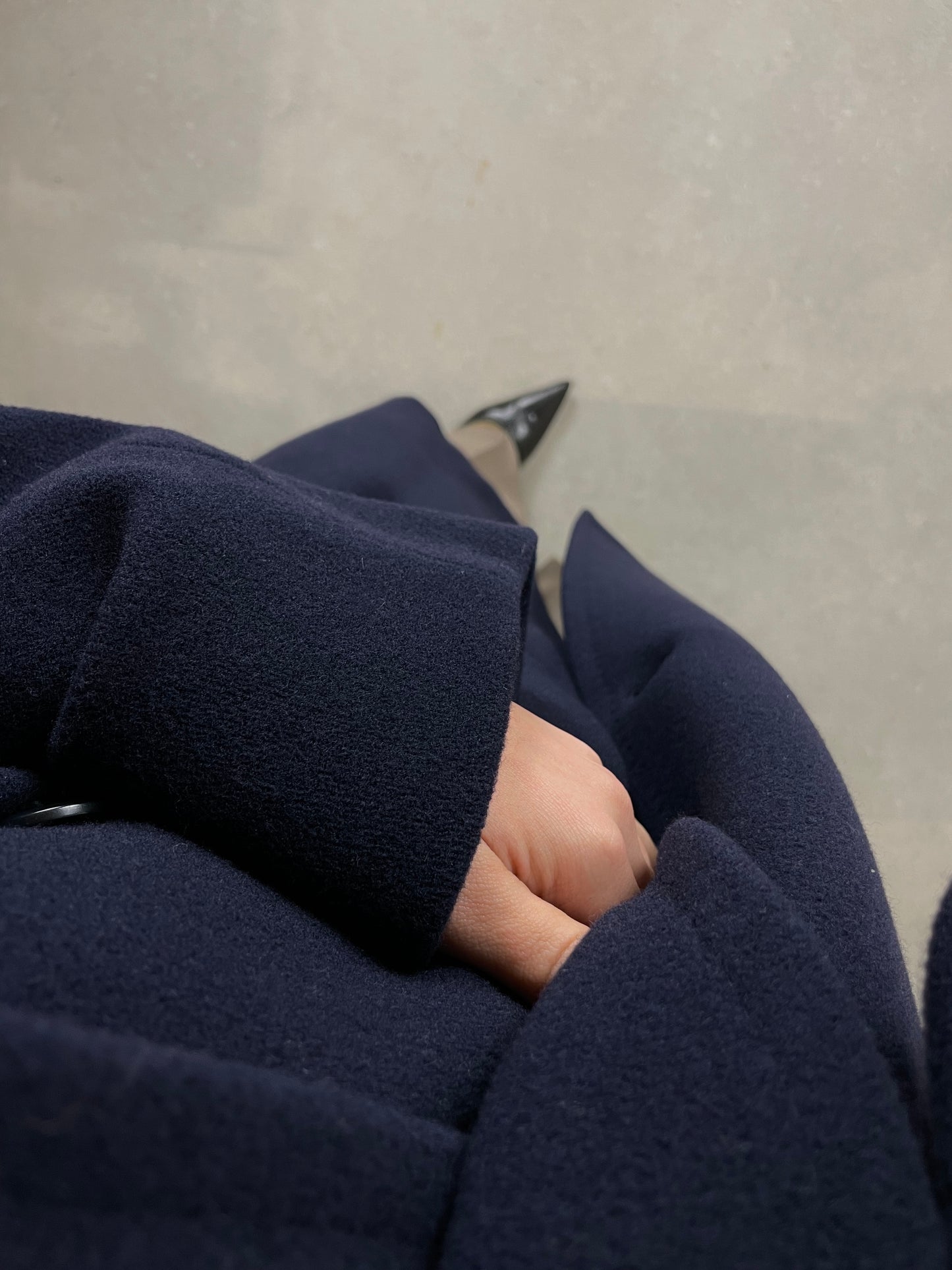 Double-breasted wool blue coat