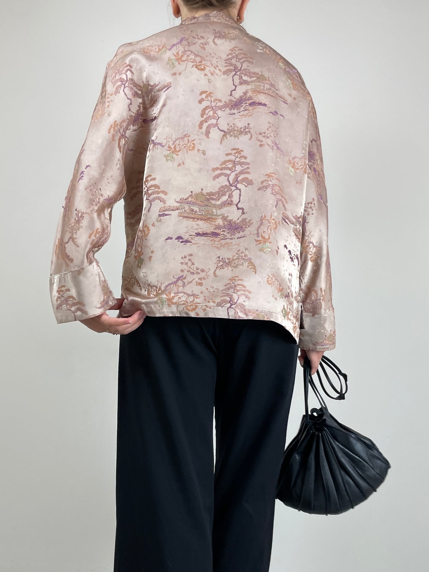 Giacca asiatica in jacquard di pura seta